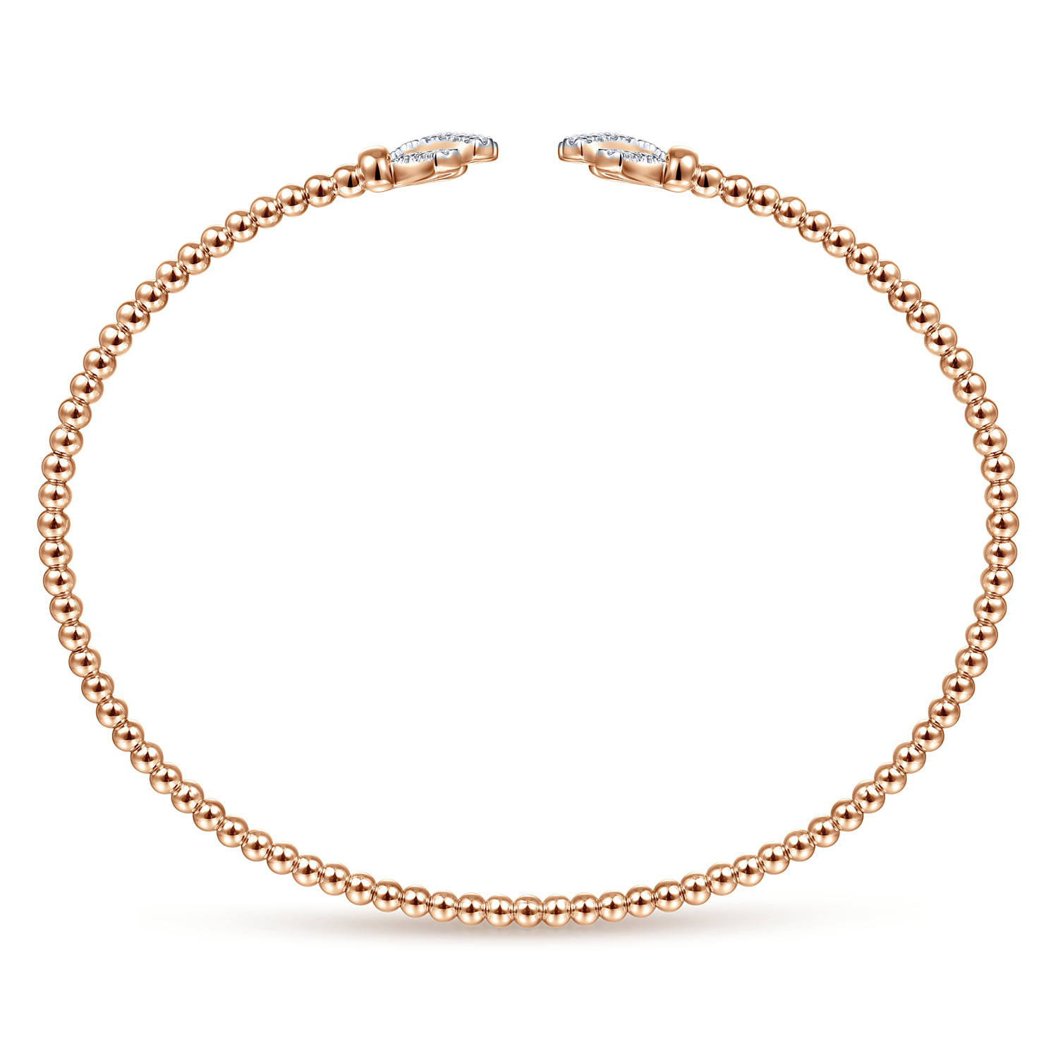 Bujukan Split Cuff Bracelet with Diamond Pave Fan Caps in 14K Rose Gold, photograph 3