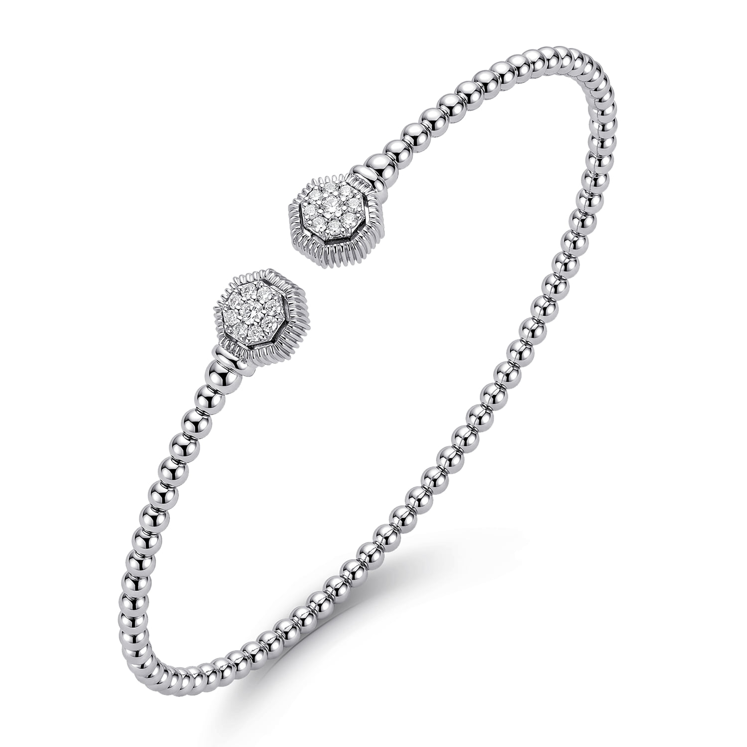 Bujukan Diamond Hexagon Split Bangle in 14K White Gold, photograph 2