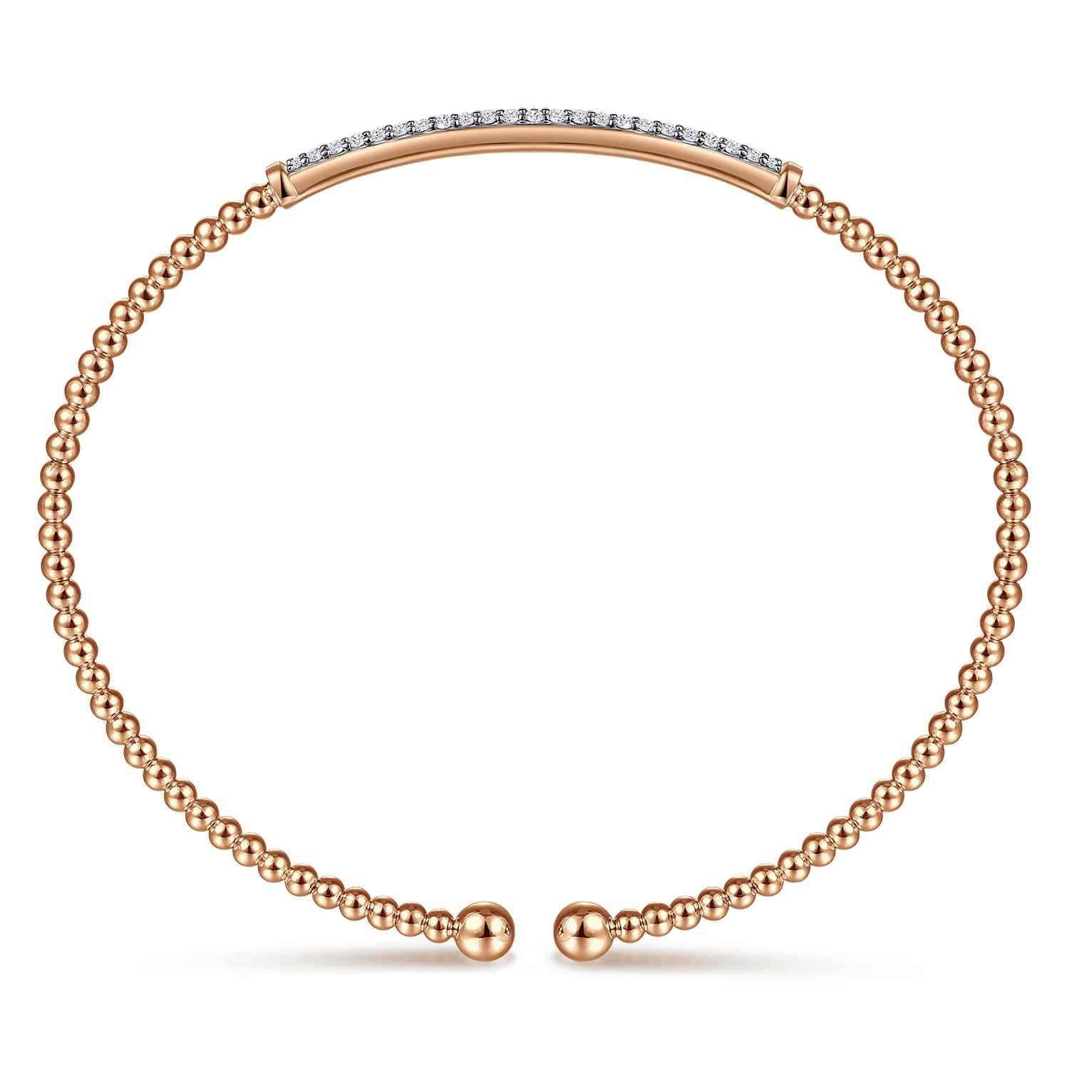 Bujukan Diamond Bar Split Bangle in 14K Rose Gold, photograph 3