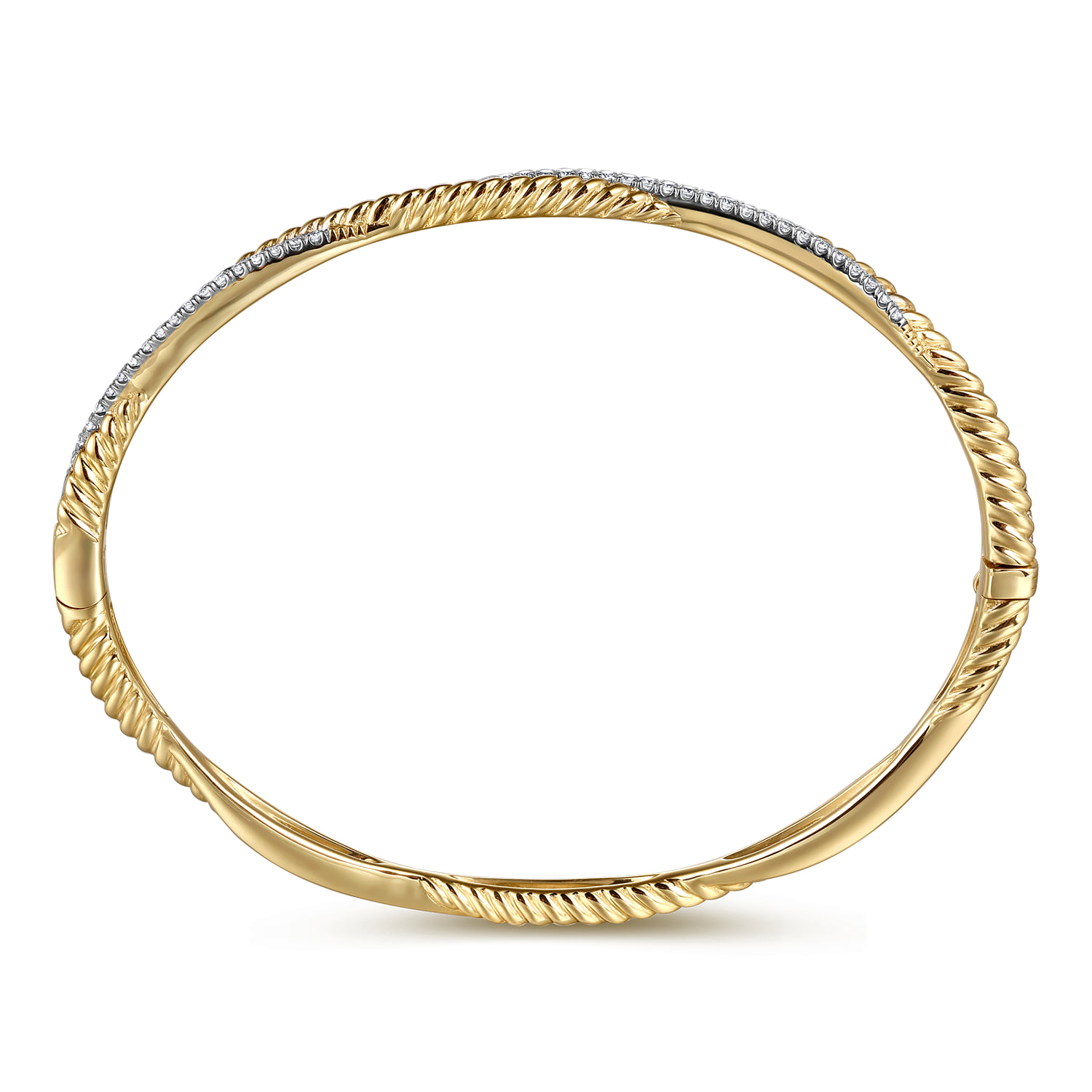 Twisted Rope and Diamond Bangle in 14K Yellow Gold, photograph 3