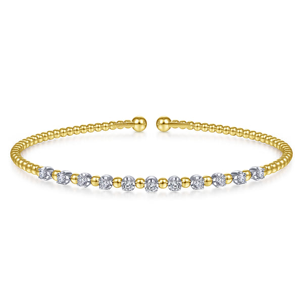 14K White-Yellow Gold Bujukan Diamond Split Bangle
