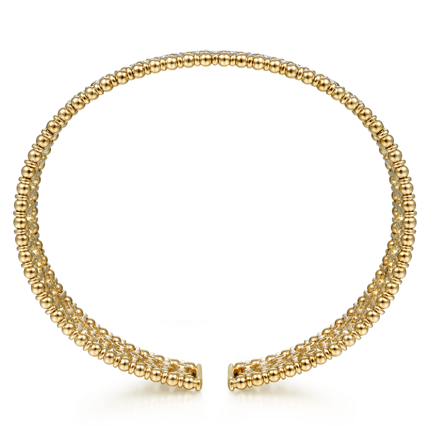 Wide Diamond Cage Cuff Bracelet in 14K Yellow Gold, photograph 3