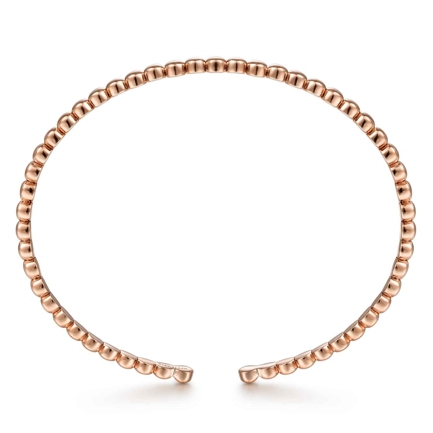 Beaded Cuff Bracelet in 14K Rose Gold, photograph 3