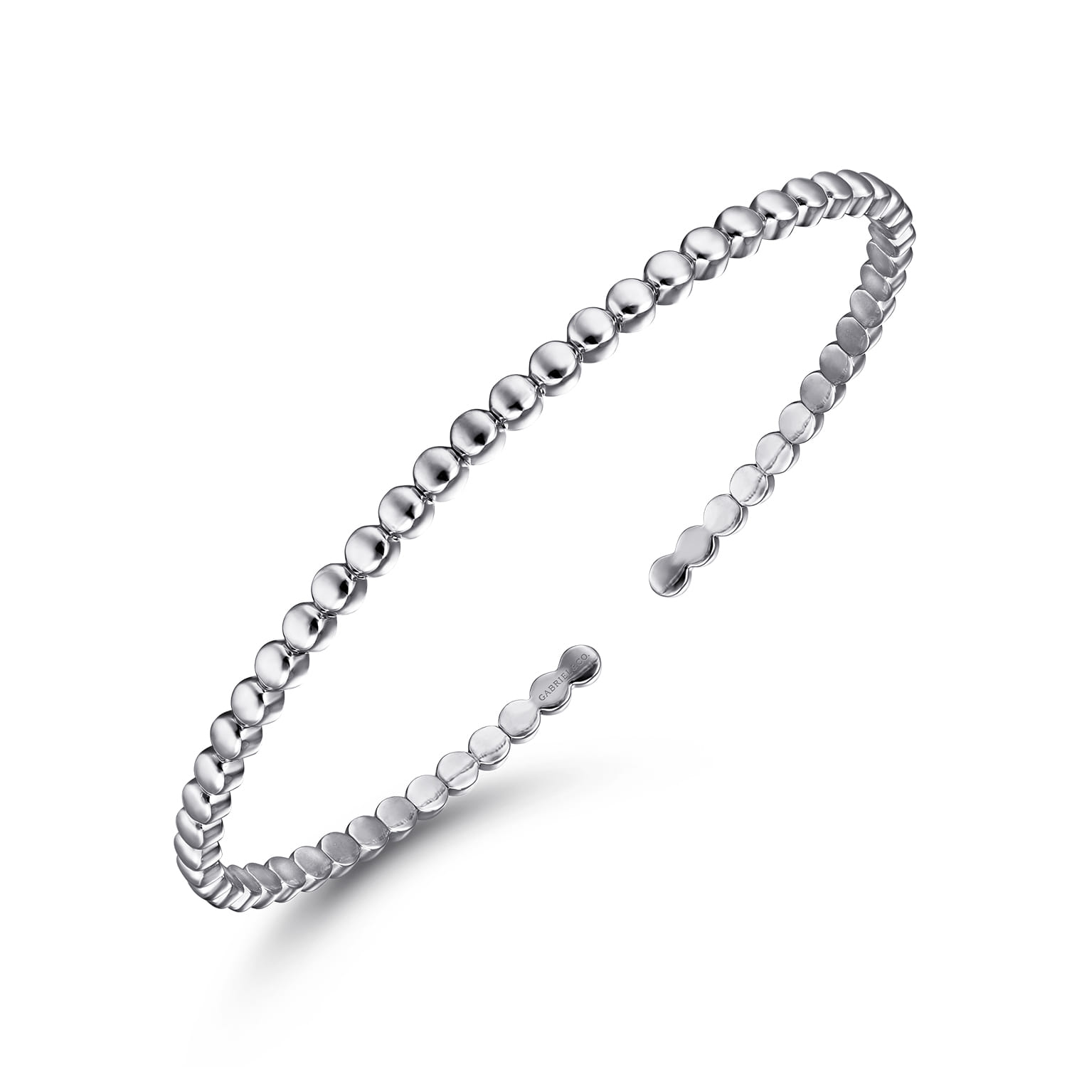 Beaded Cuff Bracelet in 14K White Gold, photograph 2