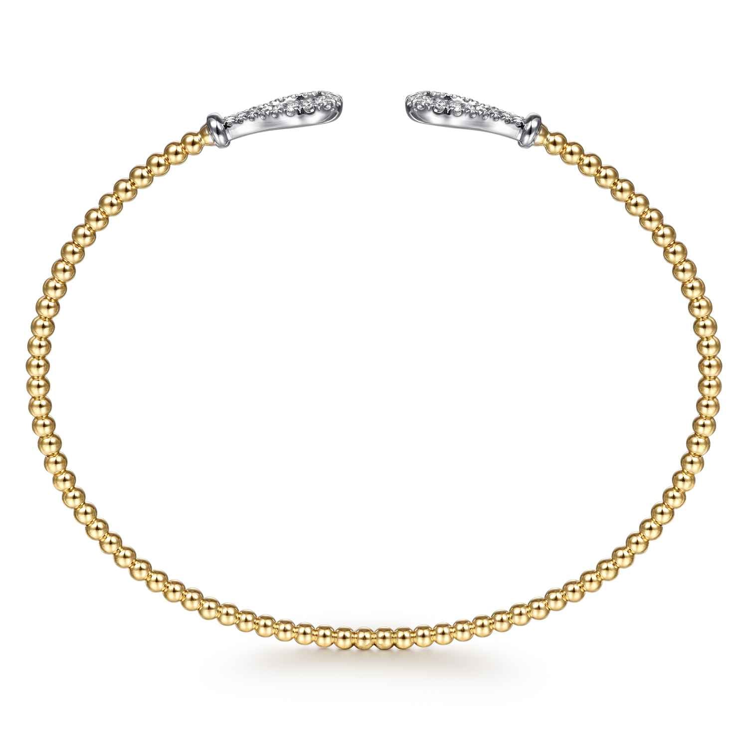Bujukan Diamond Teardrops Bangle in 14K White/Yellow Gold, photograph 3