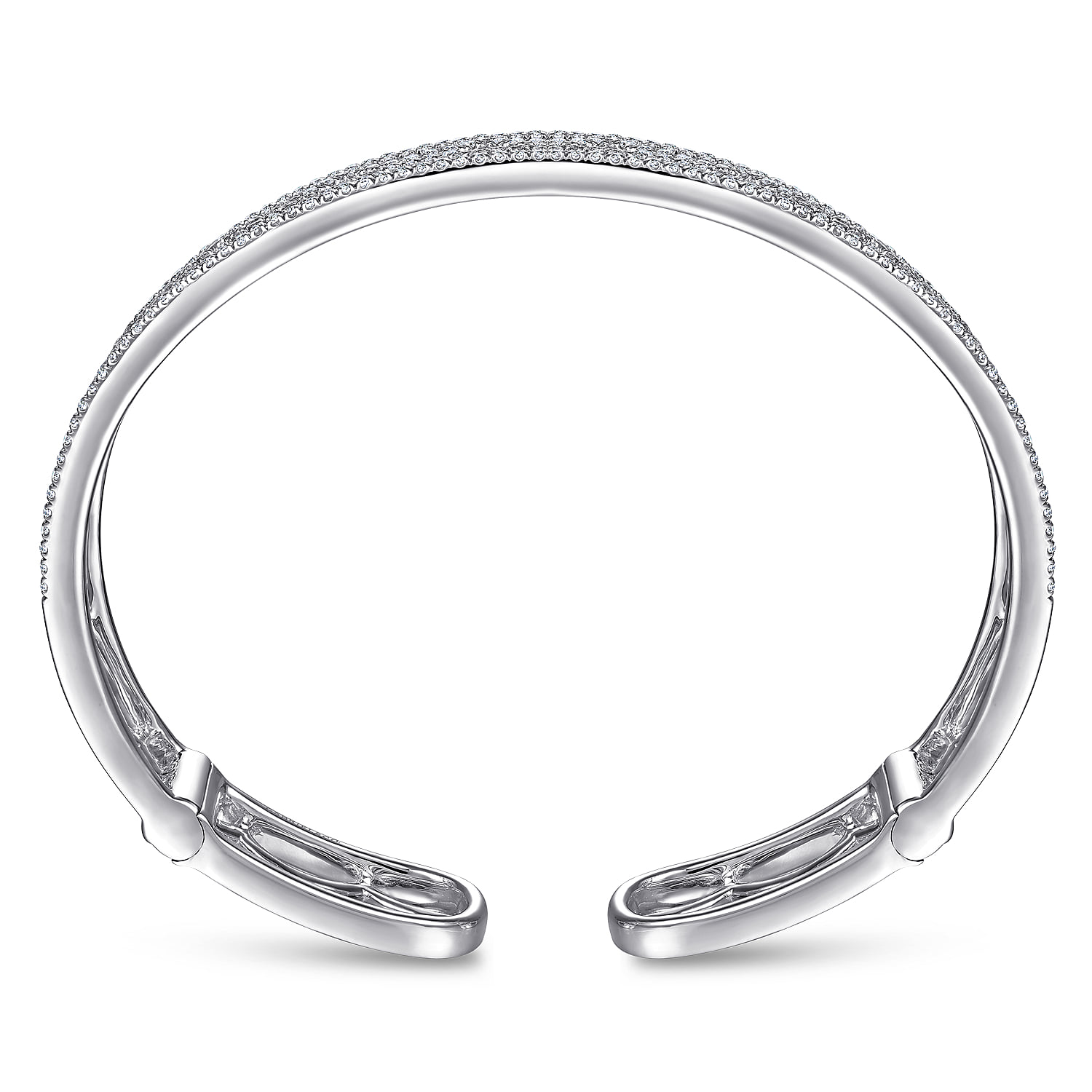 Wide Zig Zag Diamond Cuff Bracelet in 14K White Gold, photograph 3