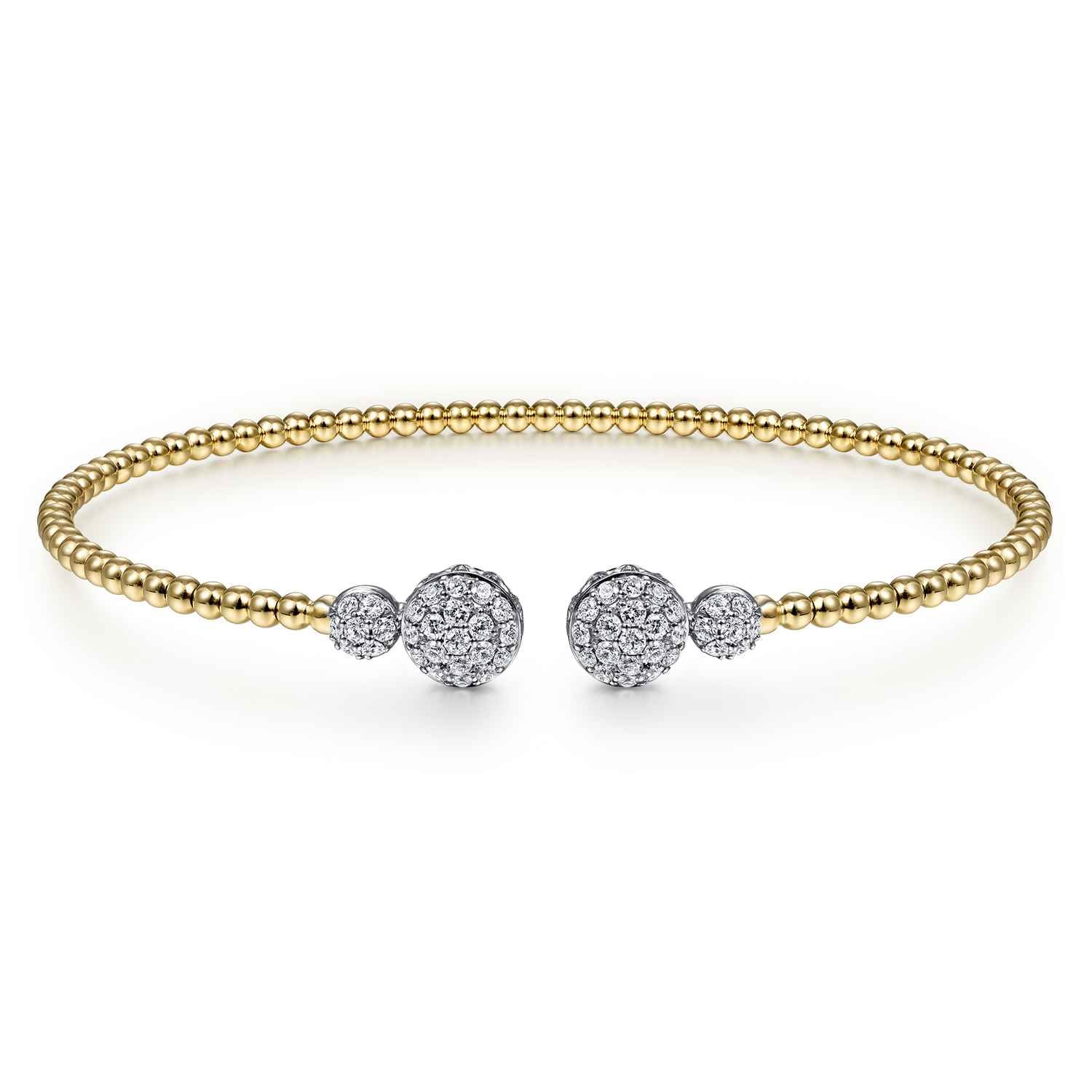 Bujukan Bead Split Cuff with Diamond Pave Caps