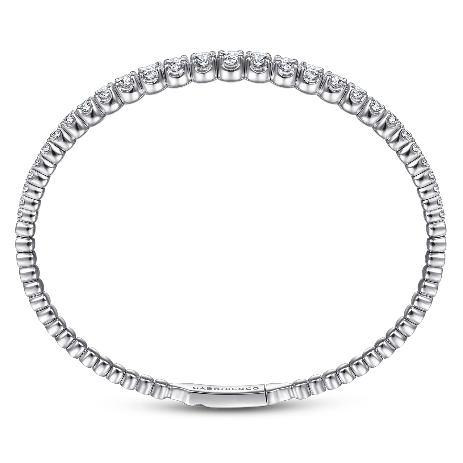 Diamond Closed Bangle Bracelet in 14K White Gold, photograph 3