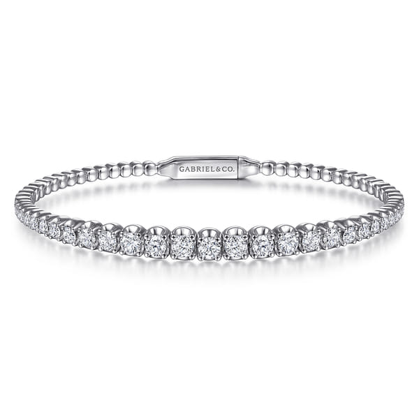 14K White Gold Diamond Bangle