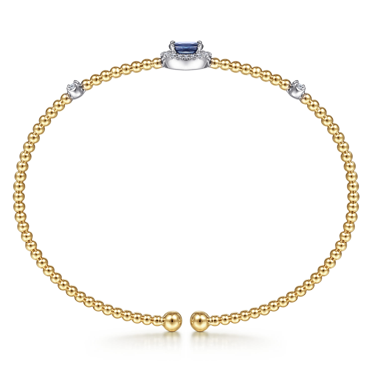 Bujukan Sapphire and Diamond Halo Bangle in 14K White/Yellow Gold, photograph 3