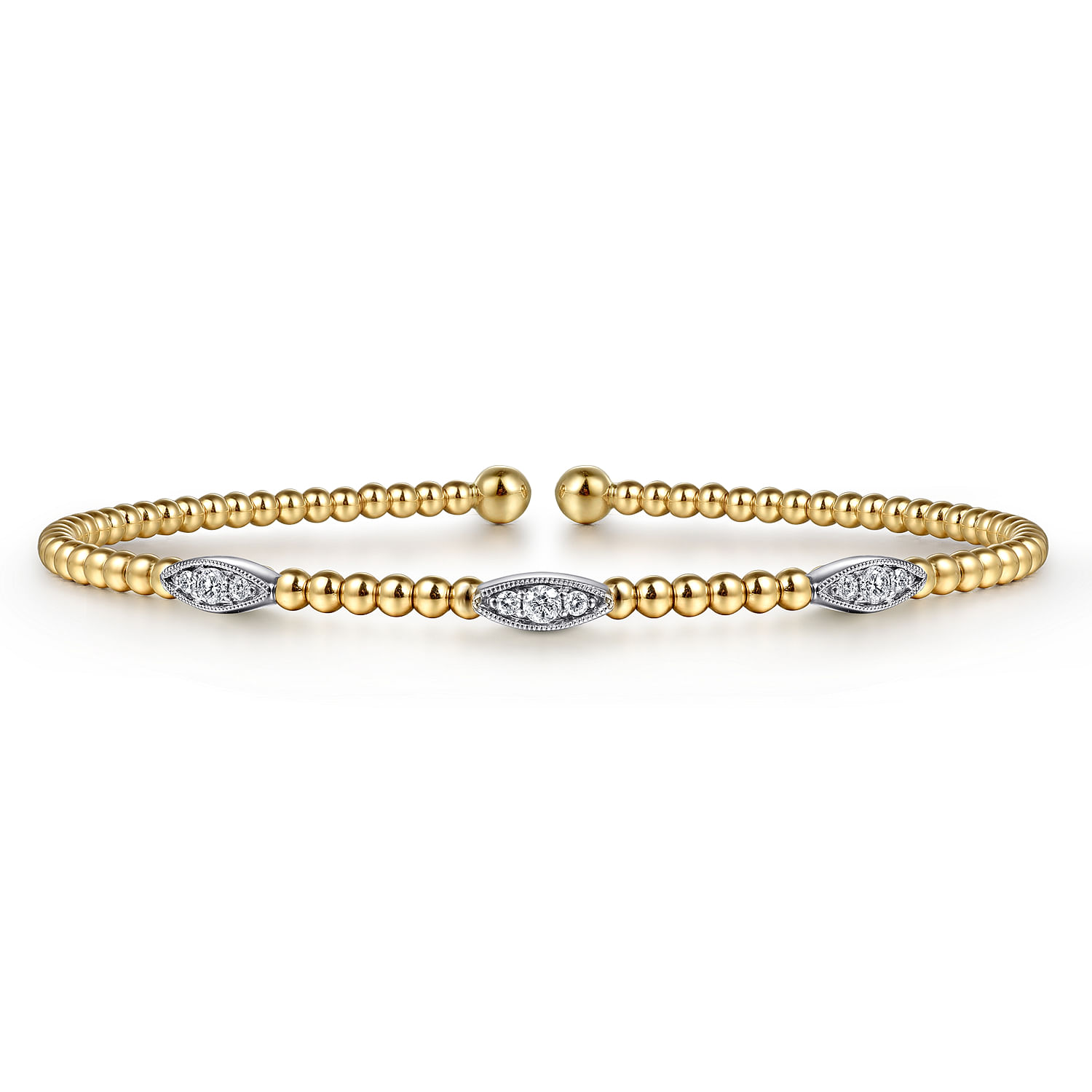 14K White-Yellow Gold Bujukan Diamond Marquise Stations