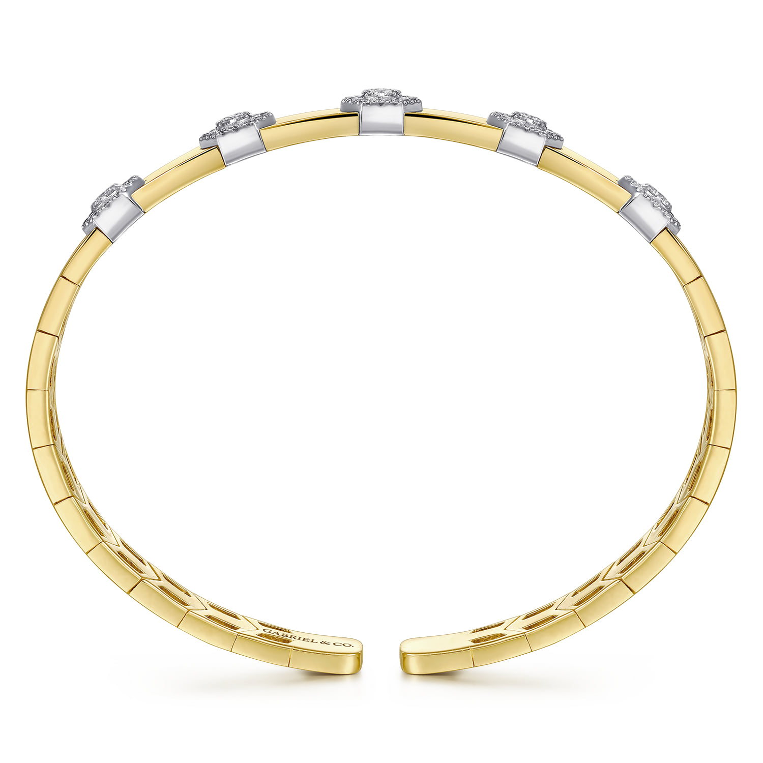 Diamond Bangle Bracelet in 14K White/Yellow Gold, photograph 3