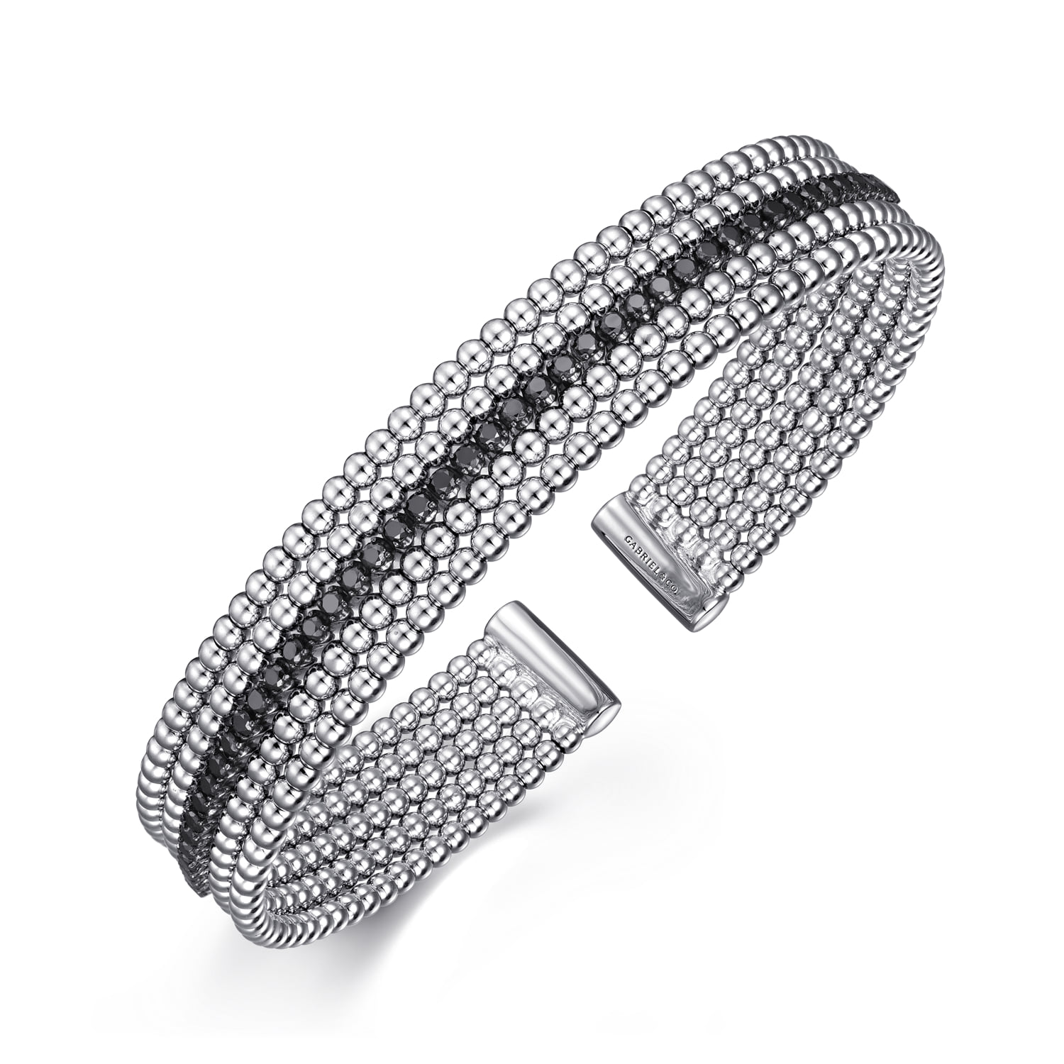 Black Spinel Bujukan Cuff Bracelet in Sterling Silver, photograph 2