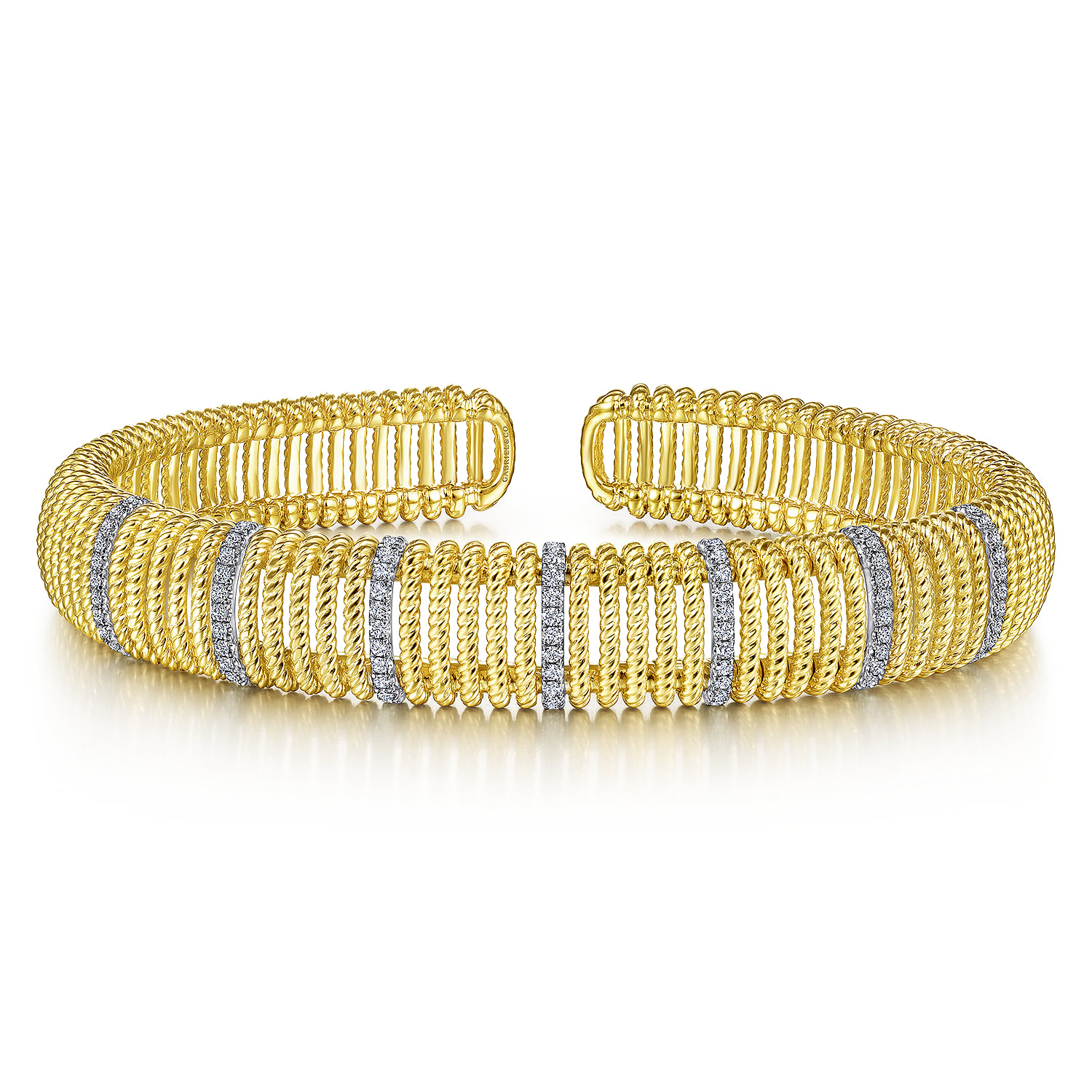 Twisted Rope Cuff Bracelet with Diamond Stations