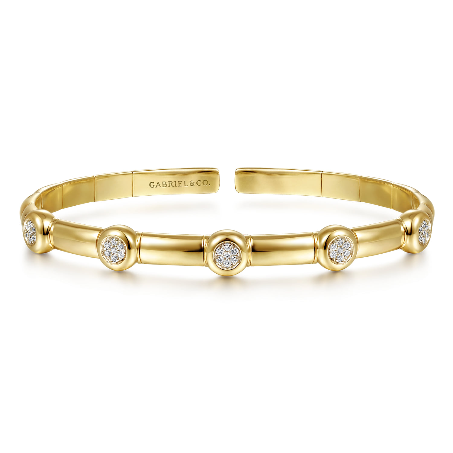 Open Bangle Bracelet with Diamond Stations