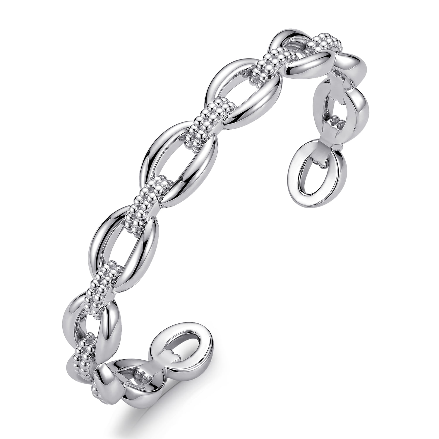 Link Cuff Bangle in Sterling Silver, photograph 2