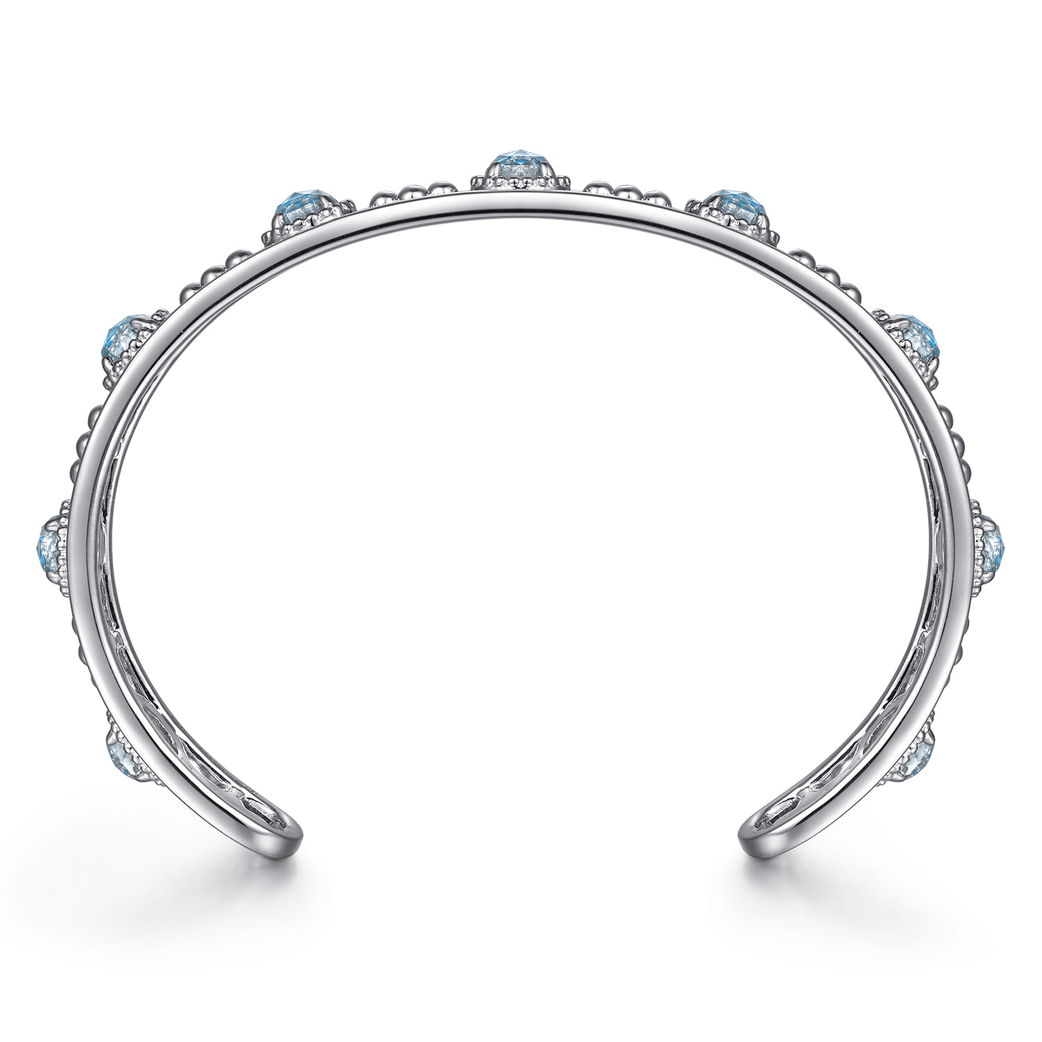 Rock Crystal and Turquoise Station Bangle in Sterling Silver, photograph 3