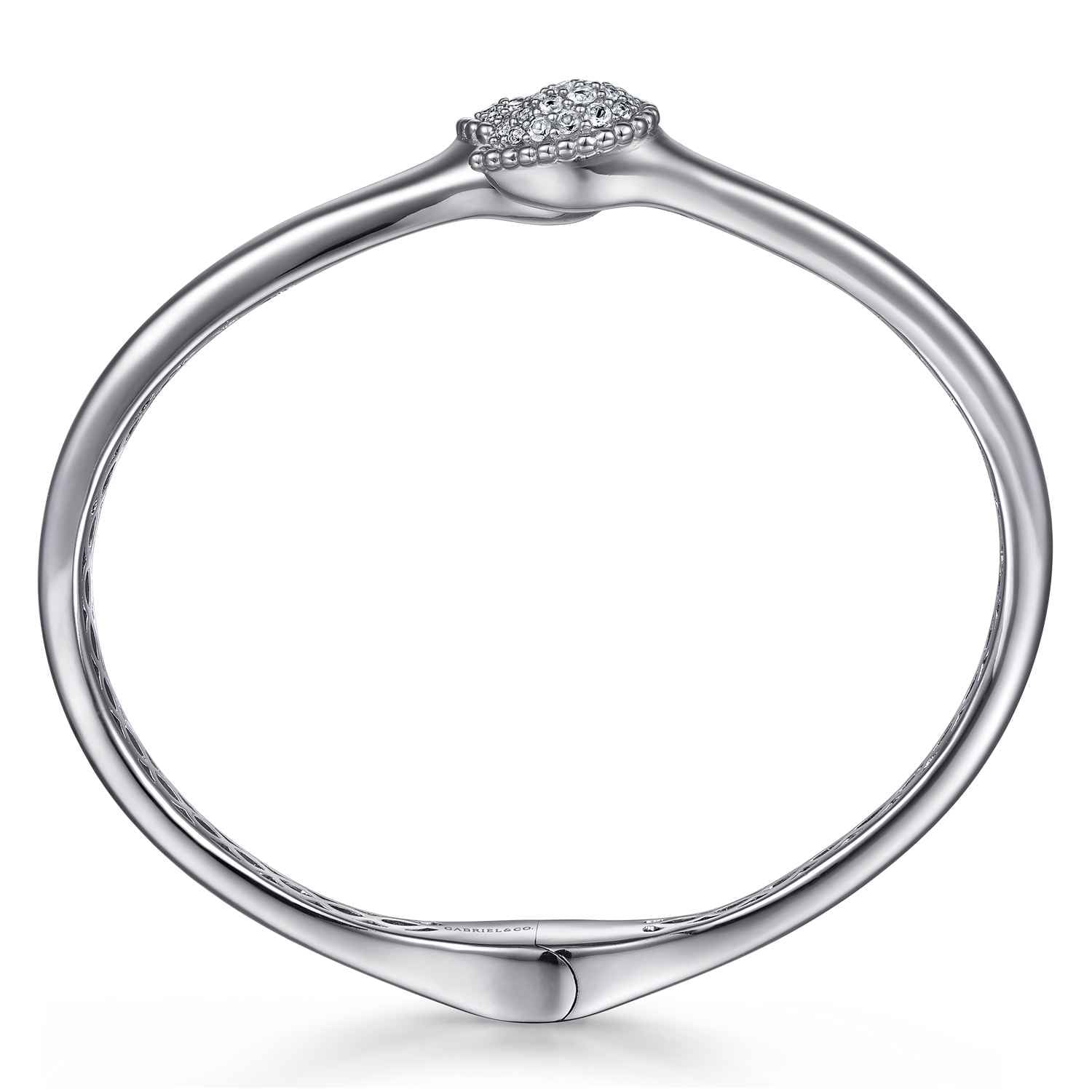 Bypass Bangle with White Sapphire Pave in Sterling Silver, photograph 3
