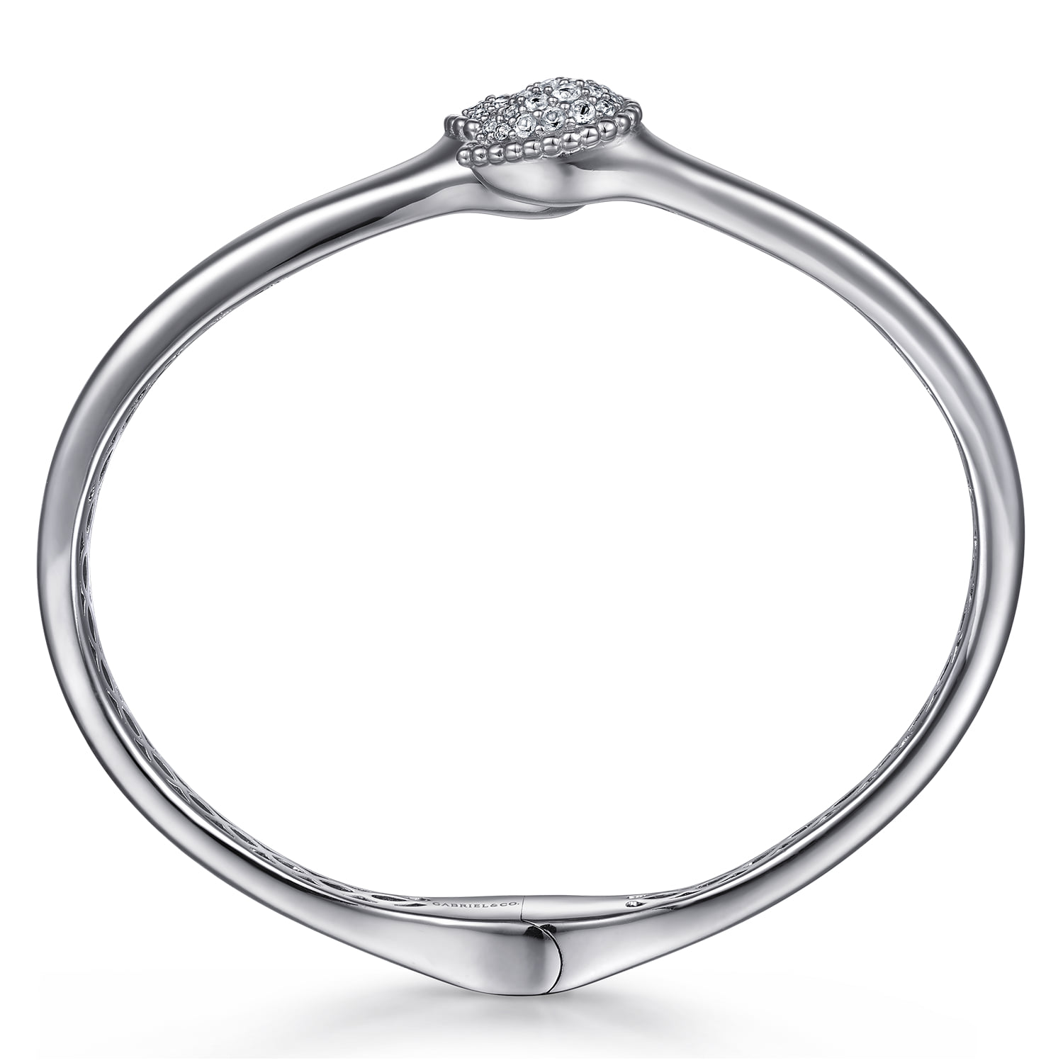 Bypass Bangle with White Sapphire Pave in Sterling Silver, photograph 3