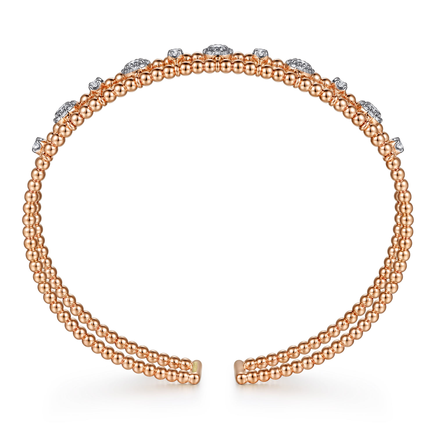 Bujukan Diamond Cluster Cuff Bangle in 14K Rose Gold, photograph 3