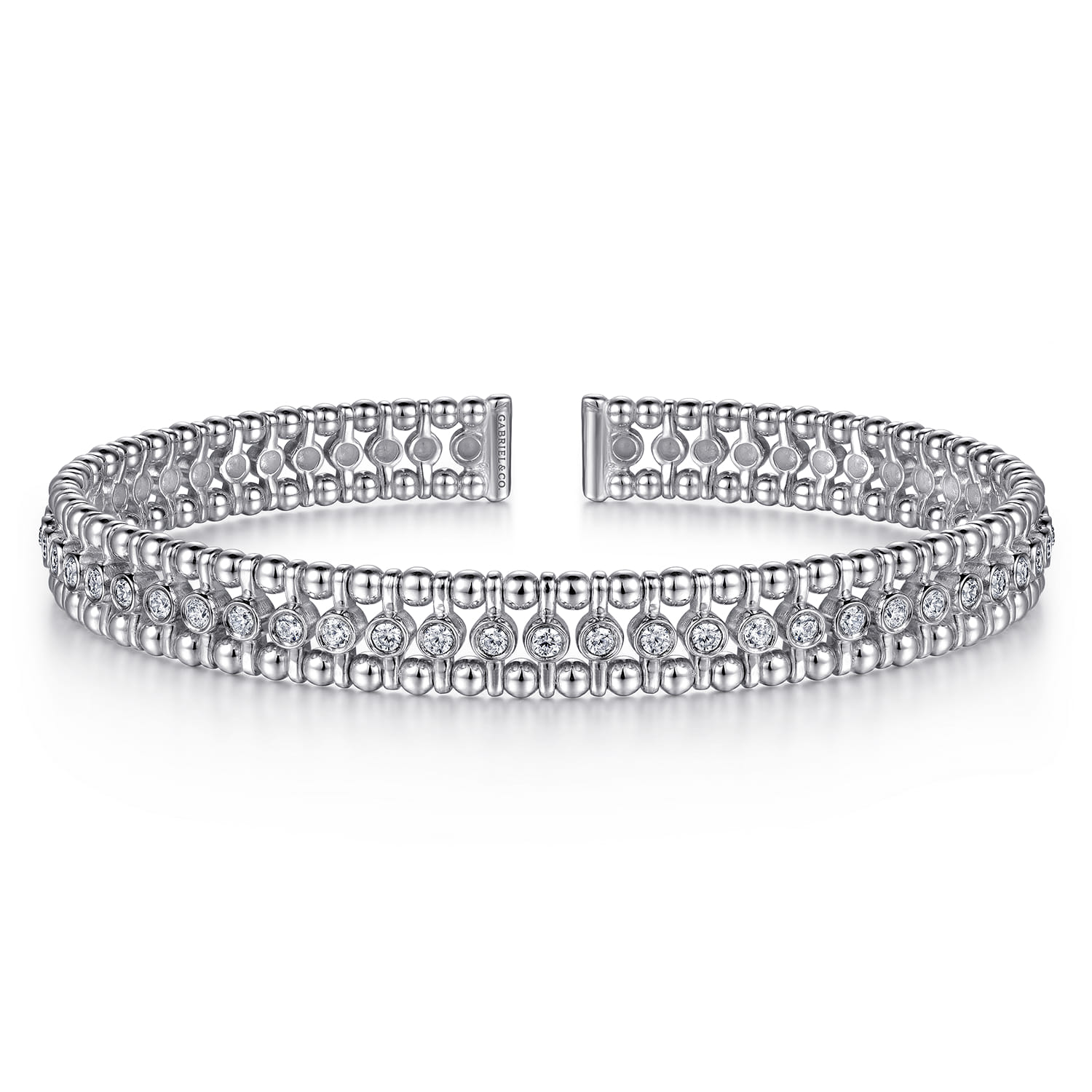 Bujukan Bead Cuff Bracelet with Diamond Bezel Connectors