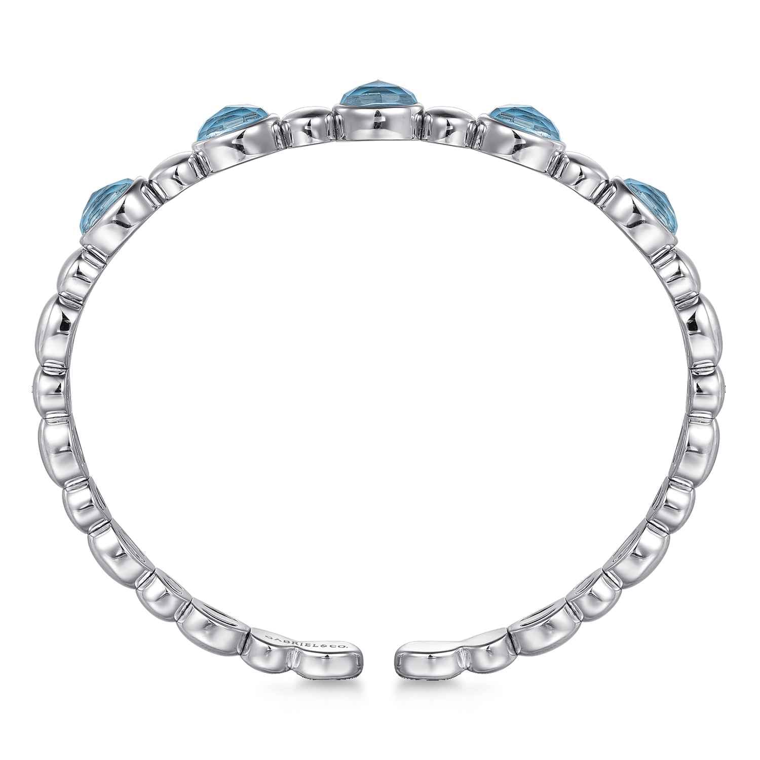 Rock Crystal Turquoise Bangle Bracelet in Sterling Silver, photograph 3