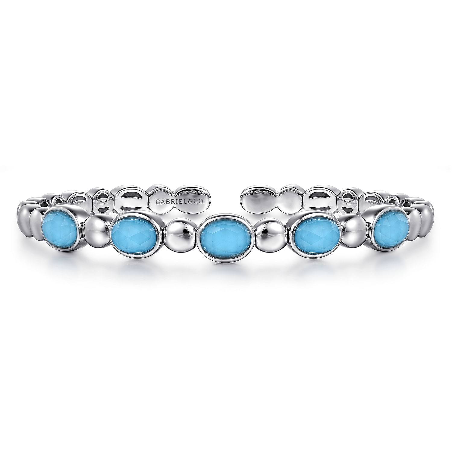 925 Sterling Silver Rock Crystal Turquoise Bangle @ $475