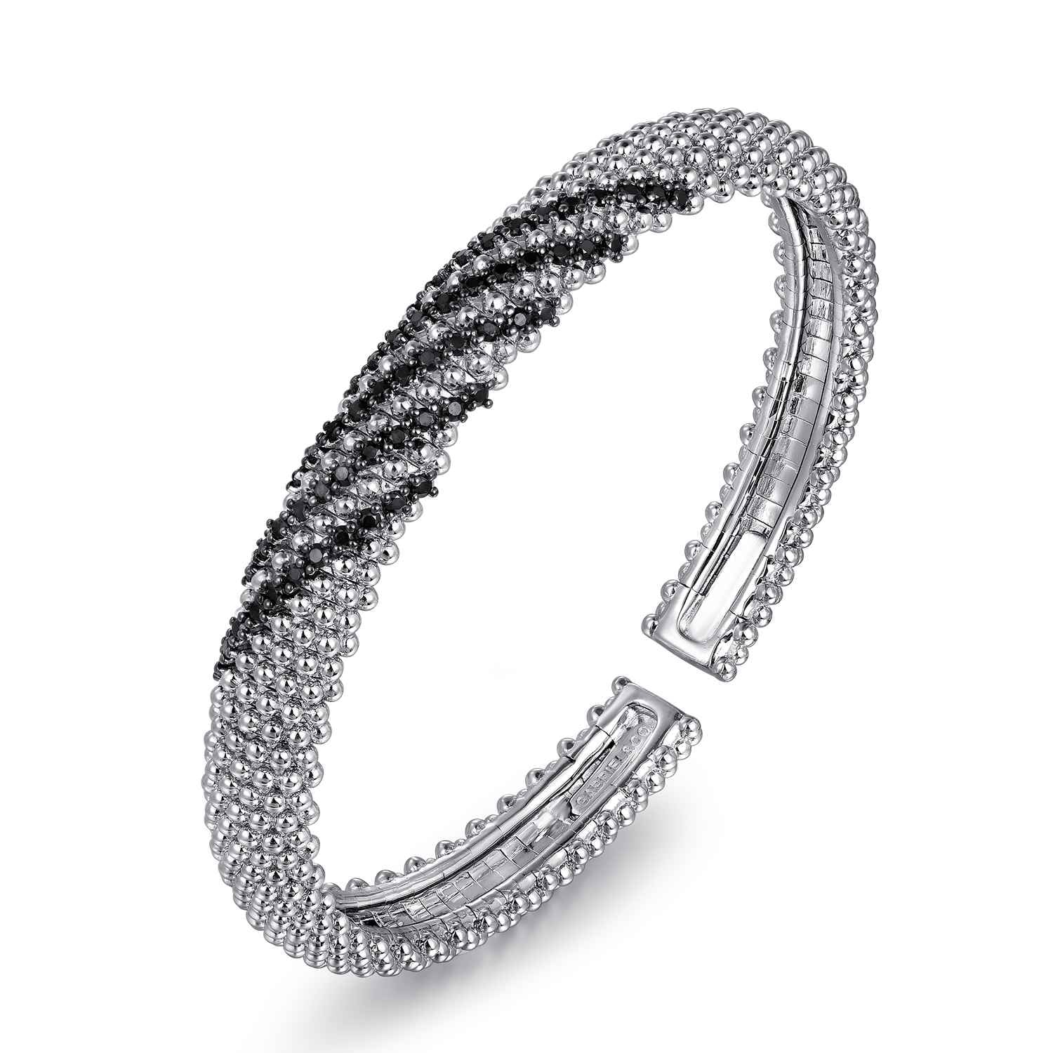 Black Spinel Bangle in Sterling Silver, photograph 2