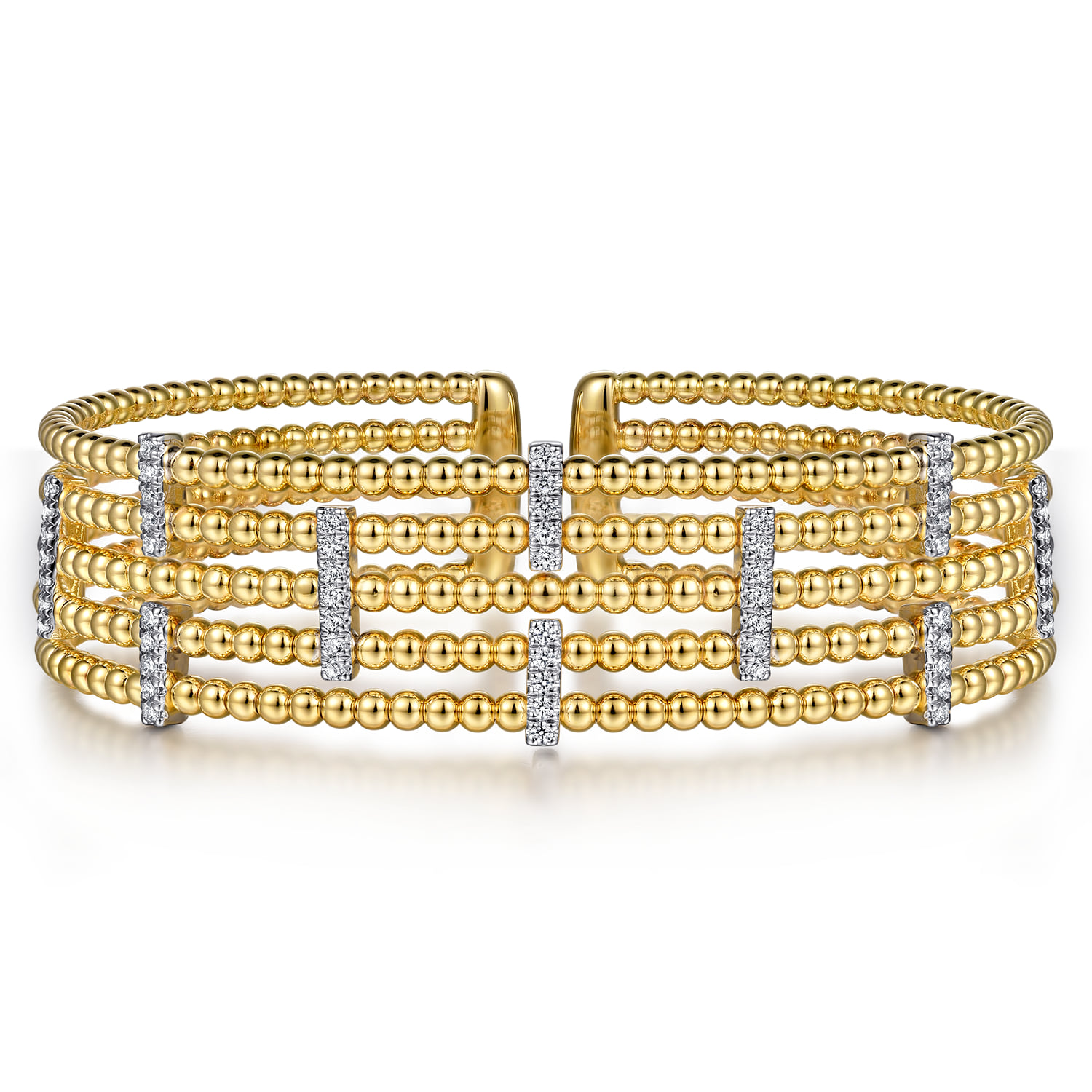 Wide Bujukan Cuff Bangle with Diamond Bar Stations