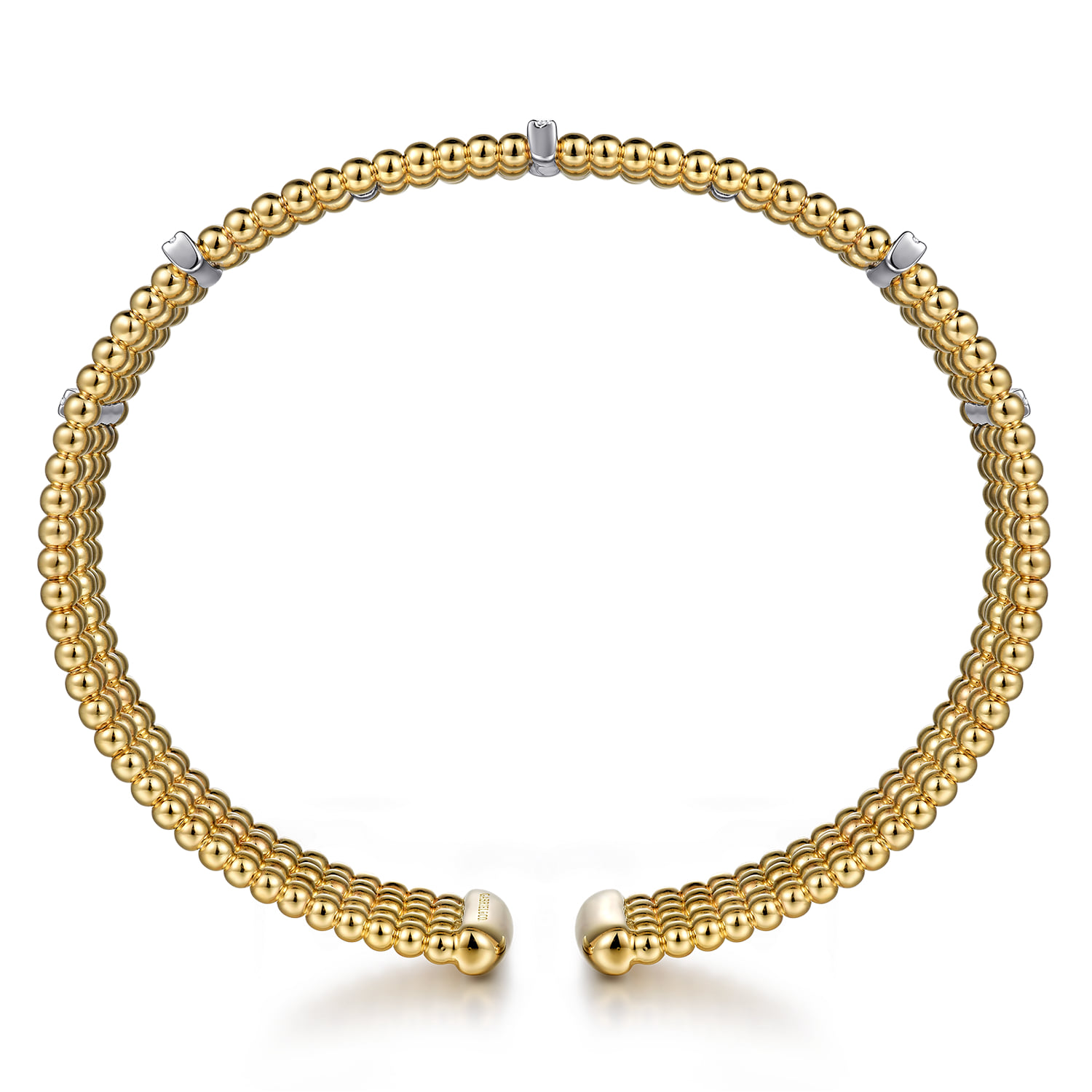 Wide Bujukan Cuff Bangle with Diamond Bar Stations in 14K White/Yellow Gold, photograph 3