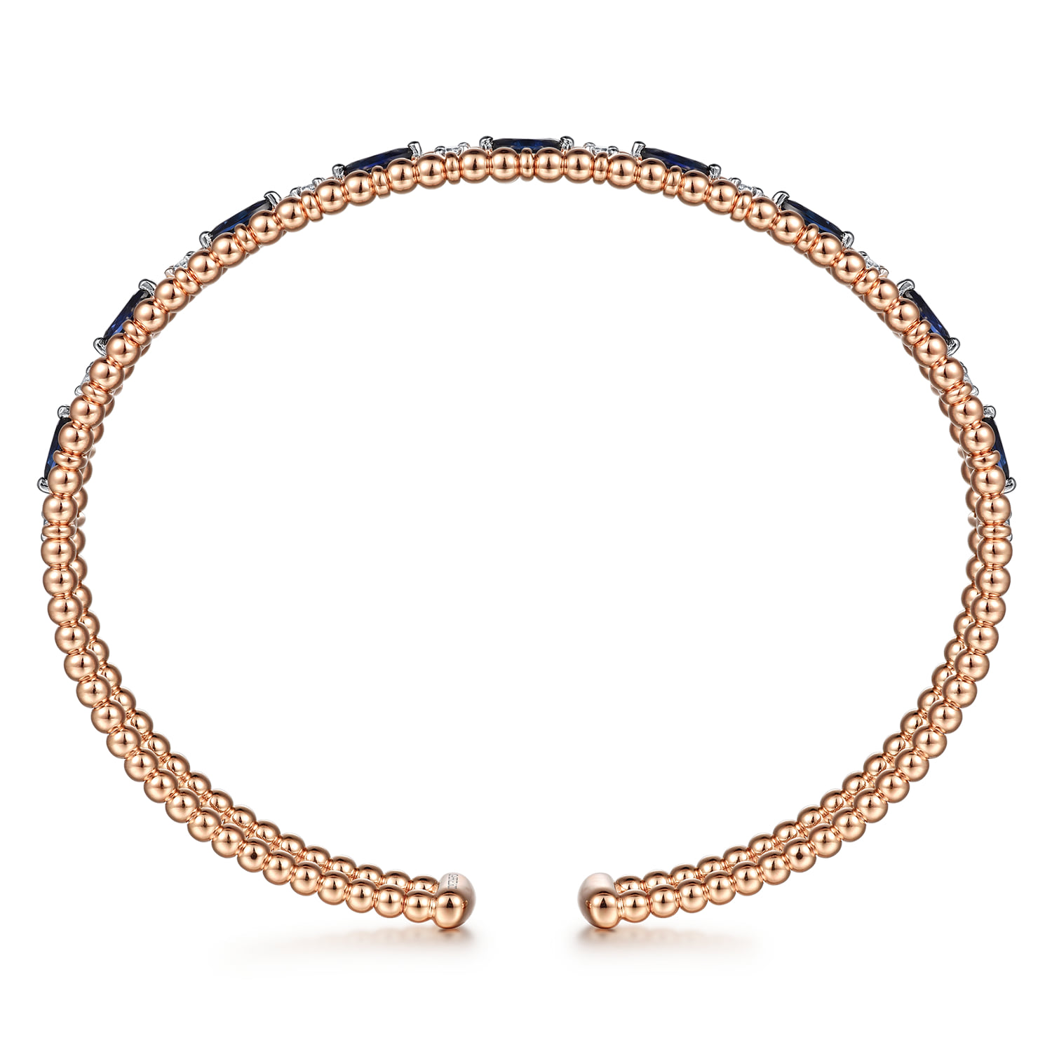 Bujukan Cuff Bracelet with Marquise Sapphire and Round Diamonds in 14K Rose Gold, photograph 3