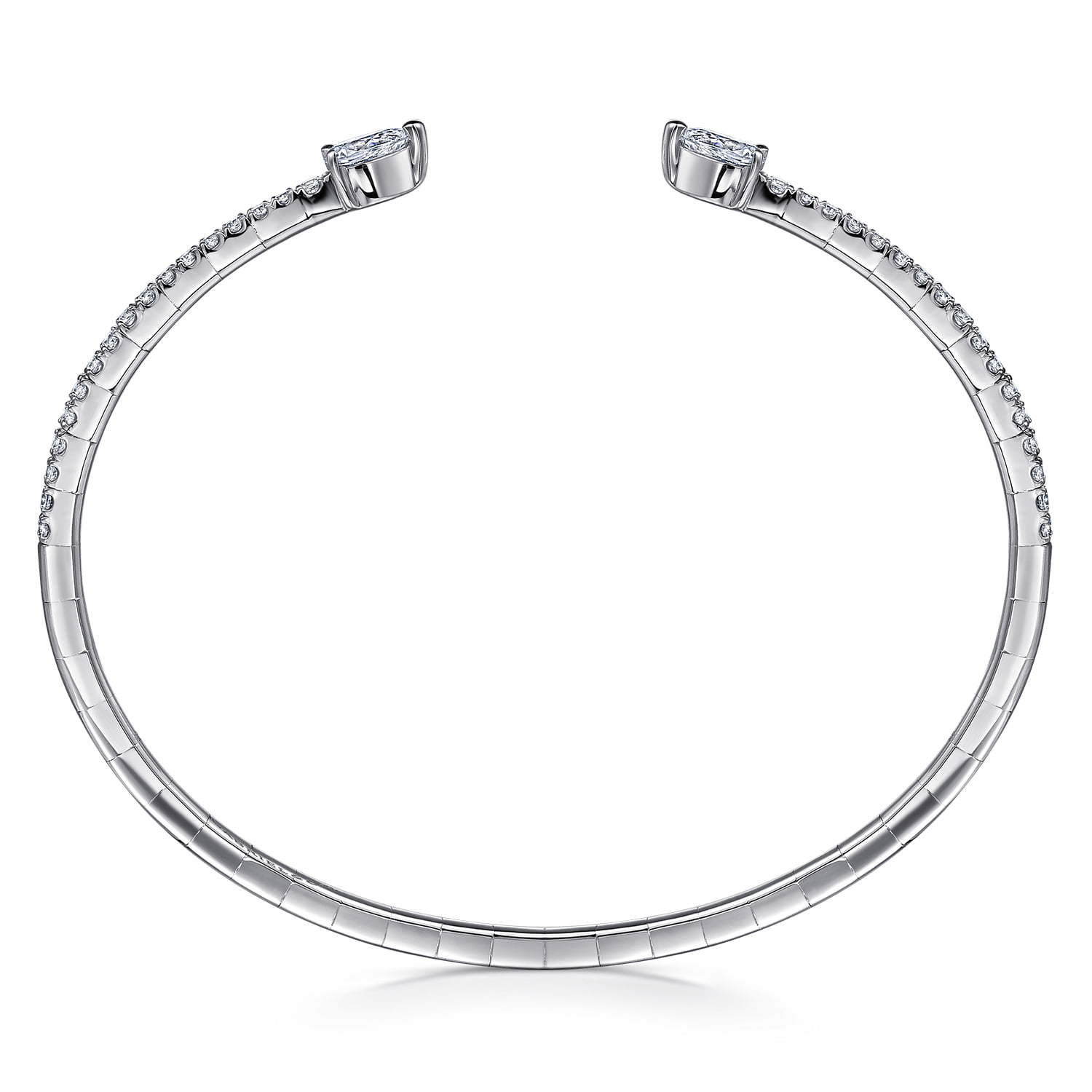 Arrow Diamond Open Bangle Bracelet in 14K White Gold, photograph 3