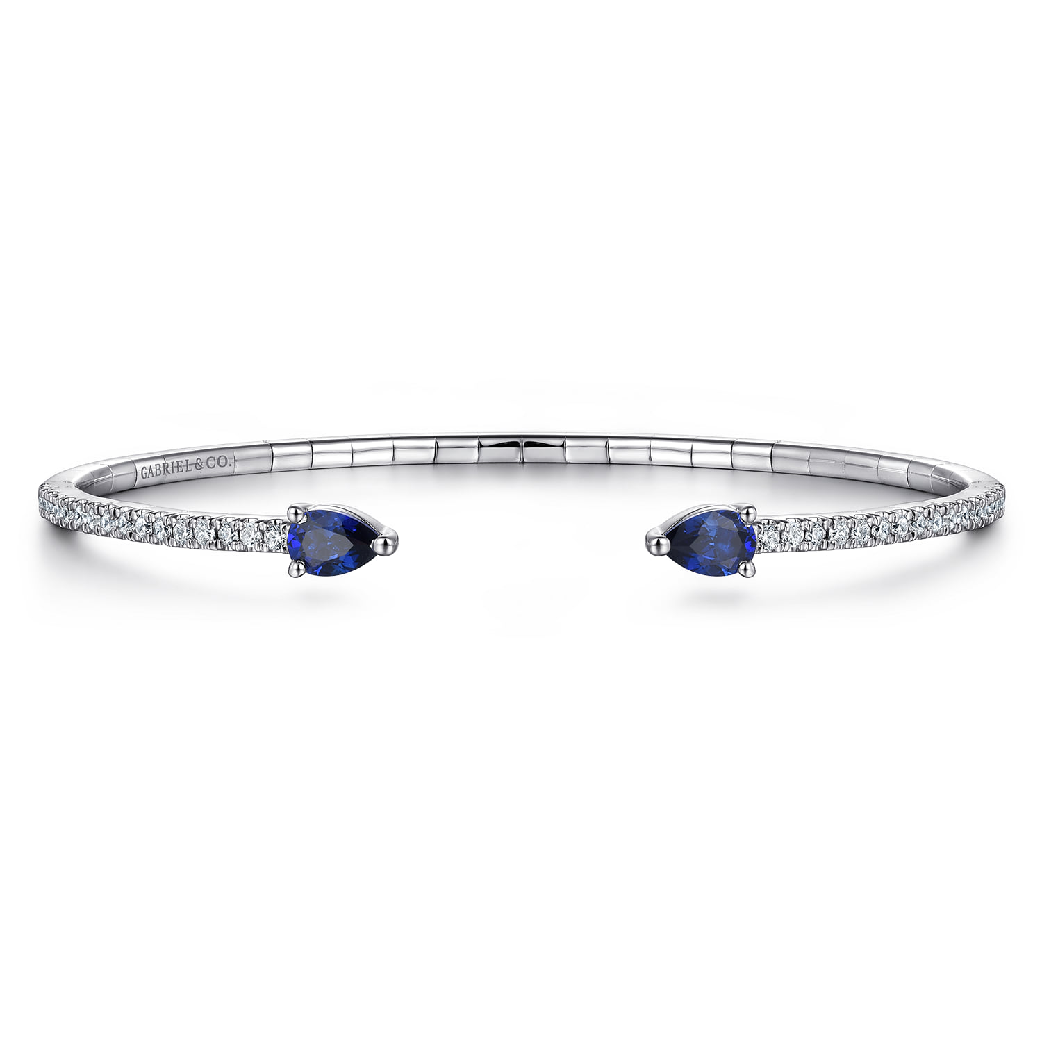 Arrow Sapphire and Diamond Open Bangle Bracelet