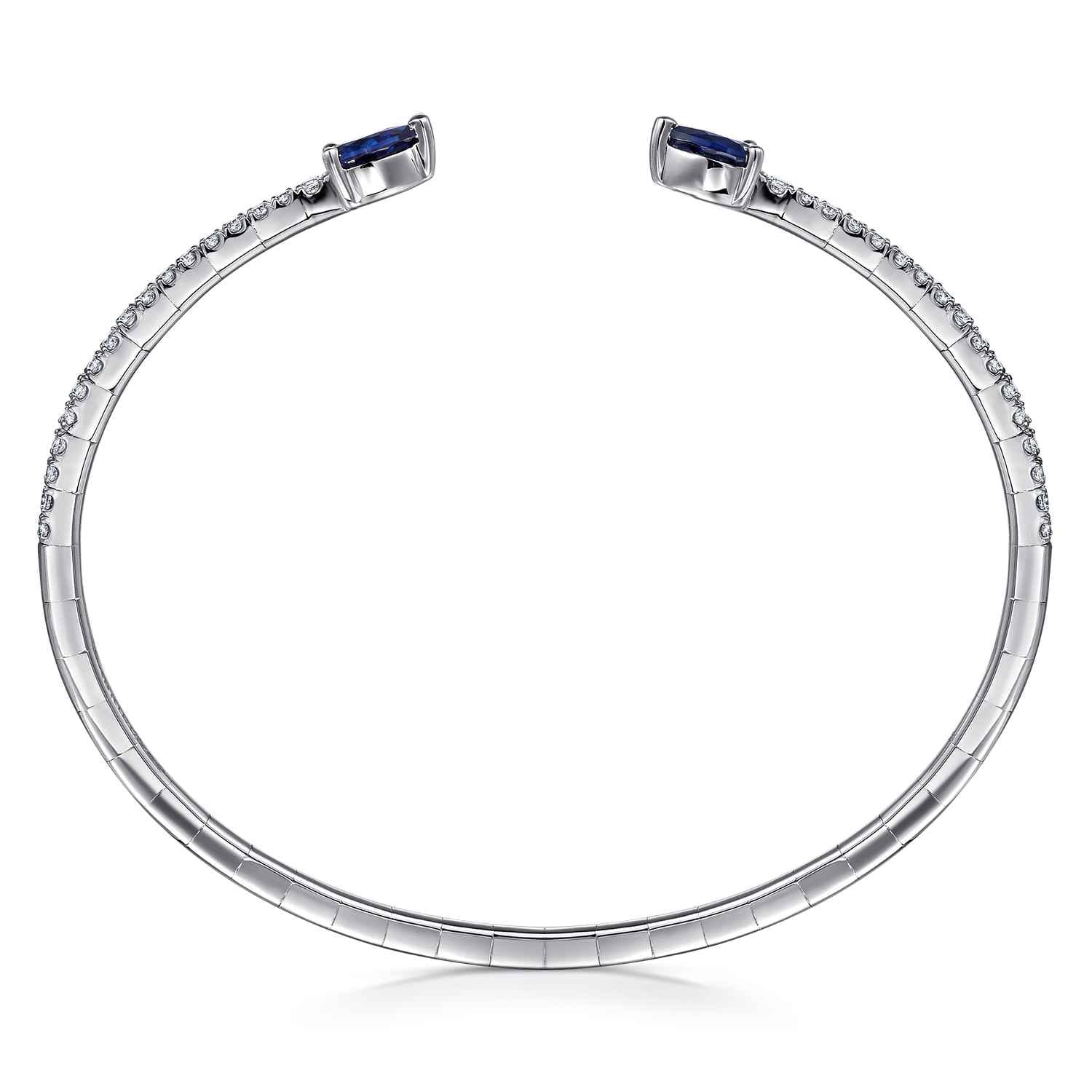 Arrow Sapphire and Diamond Cuff Bracelet in 14K White Gold, photograph 3