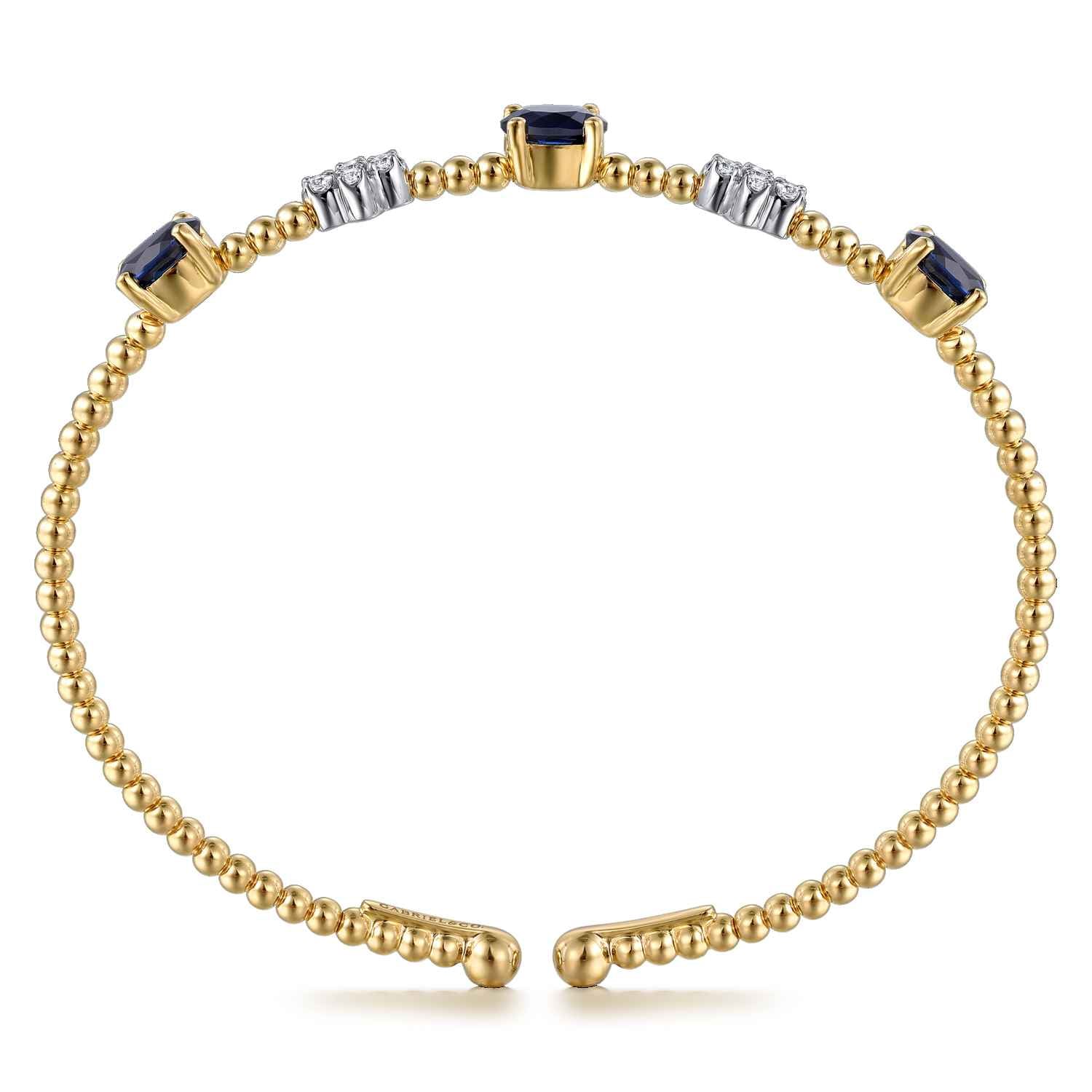 Bujukan Diamond and Sapphire Bangle in 14K White/Yellow Gold, photograph 3