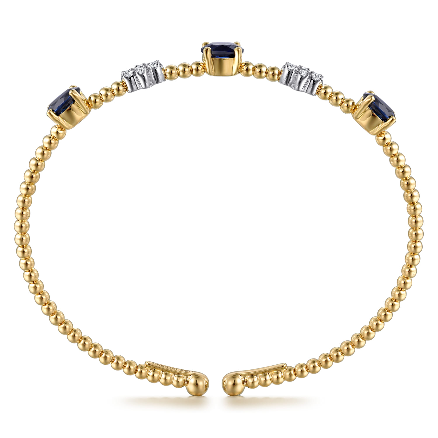 Bujukan Diamond And Sapphire Bangle in 14K White/Yellow Gold, photograph 3