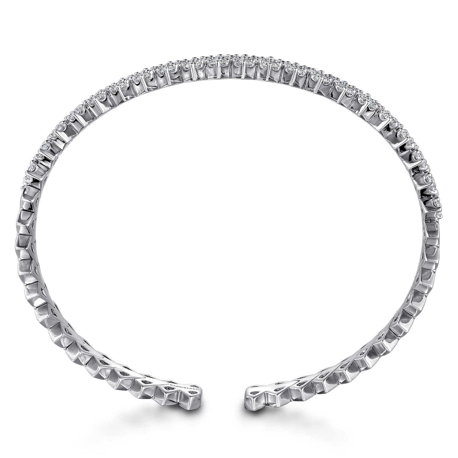 Diamond Mesh Bangle in 14K White Gold, photograph 3