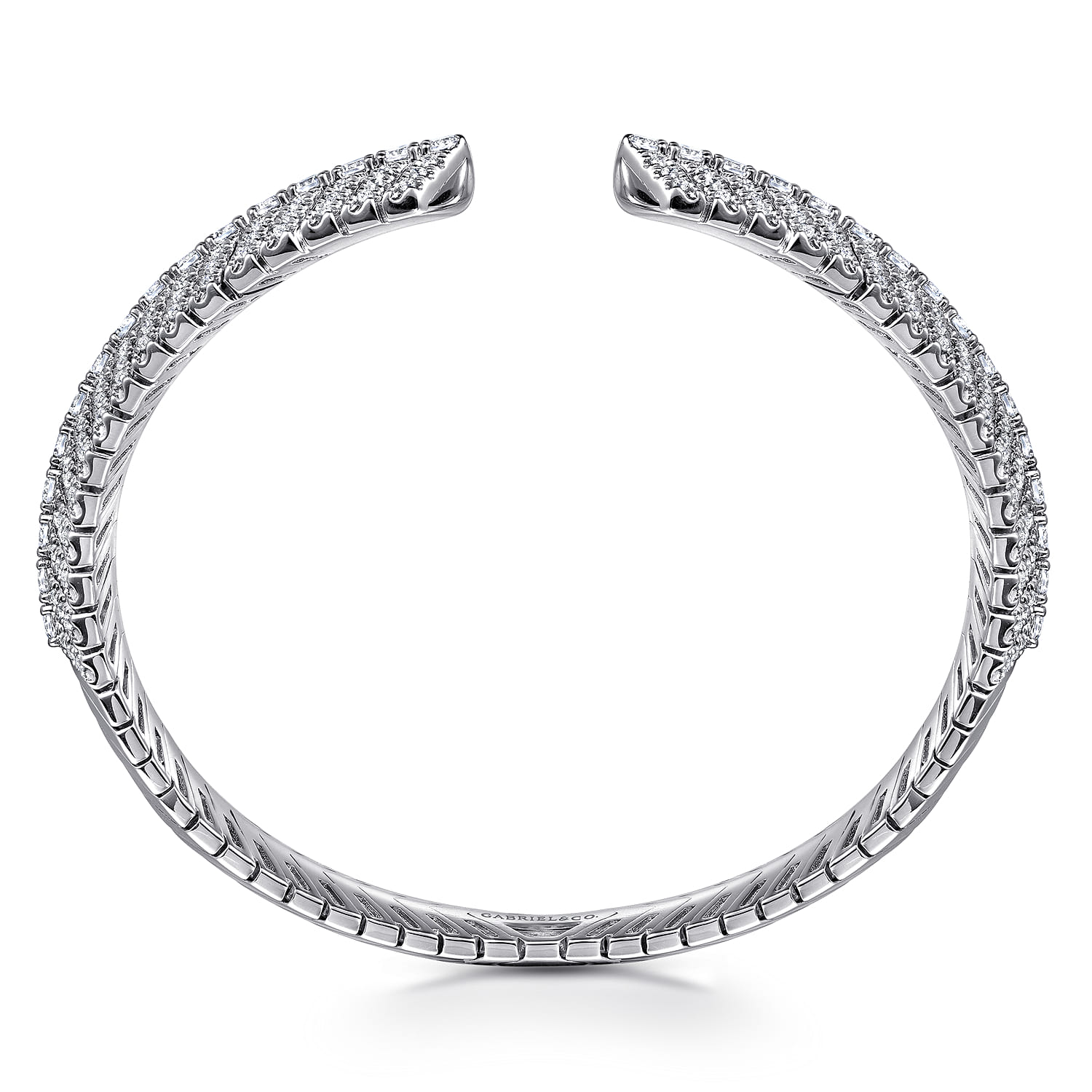 Open Chevron Diamond Bangle in 14K White Gold, photograph 3