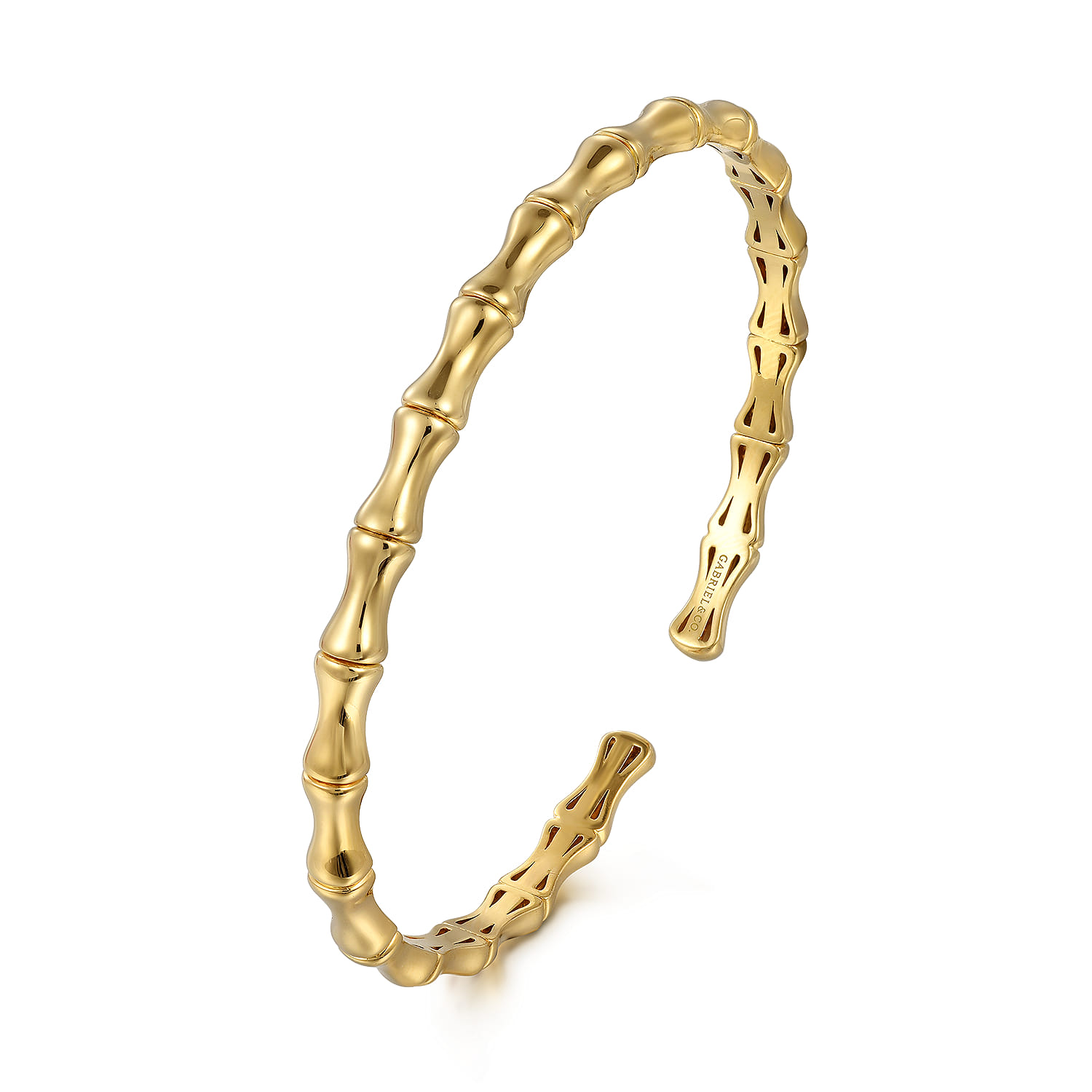 Bar Station Bangle Bracelet in 14K Yellow Gold, photograph 2