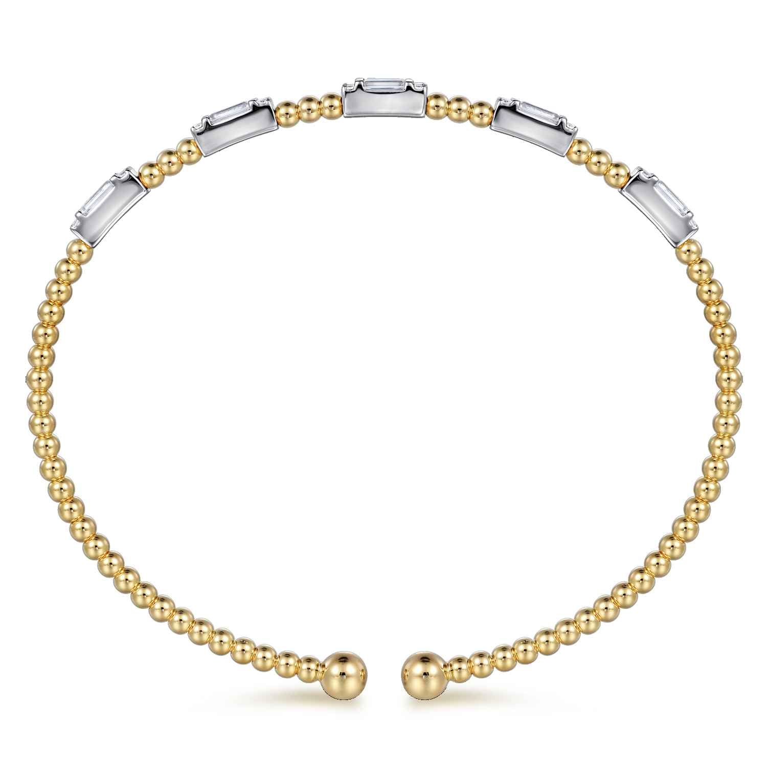Bujukan Bangle with Diamond Baguette Stations in 14K White/Yellow Gold, photograph 3
