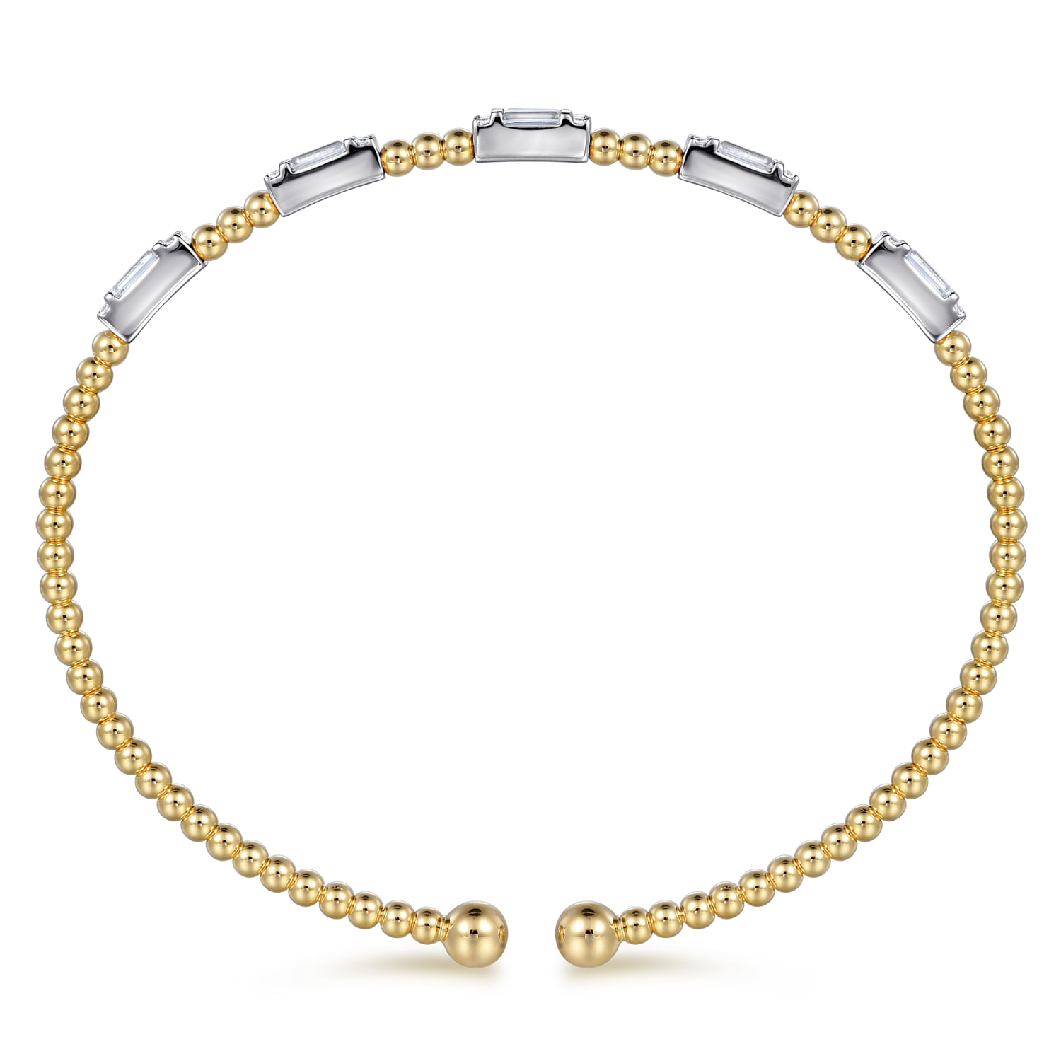 Bujukan Bangle With Diamond Baguette Stations in 14K White/Yellow Gold, photograph 3