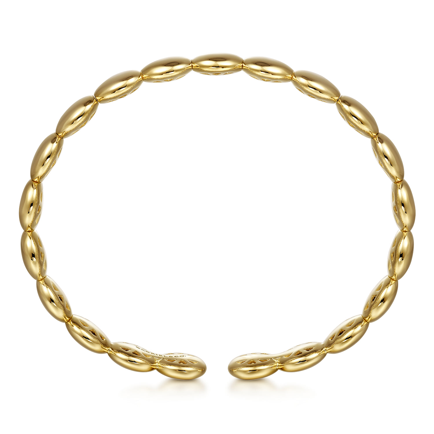 Circle Cuff Bangle Bracelet in 14K Yellow Gold, photograph 3