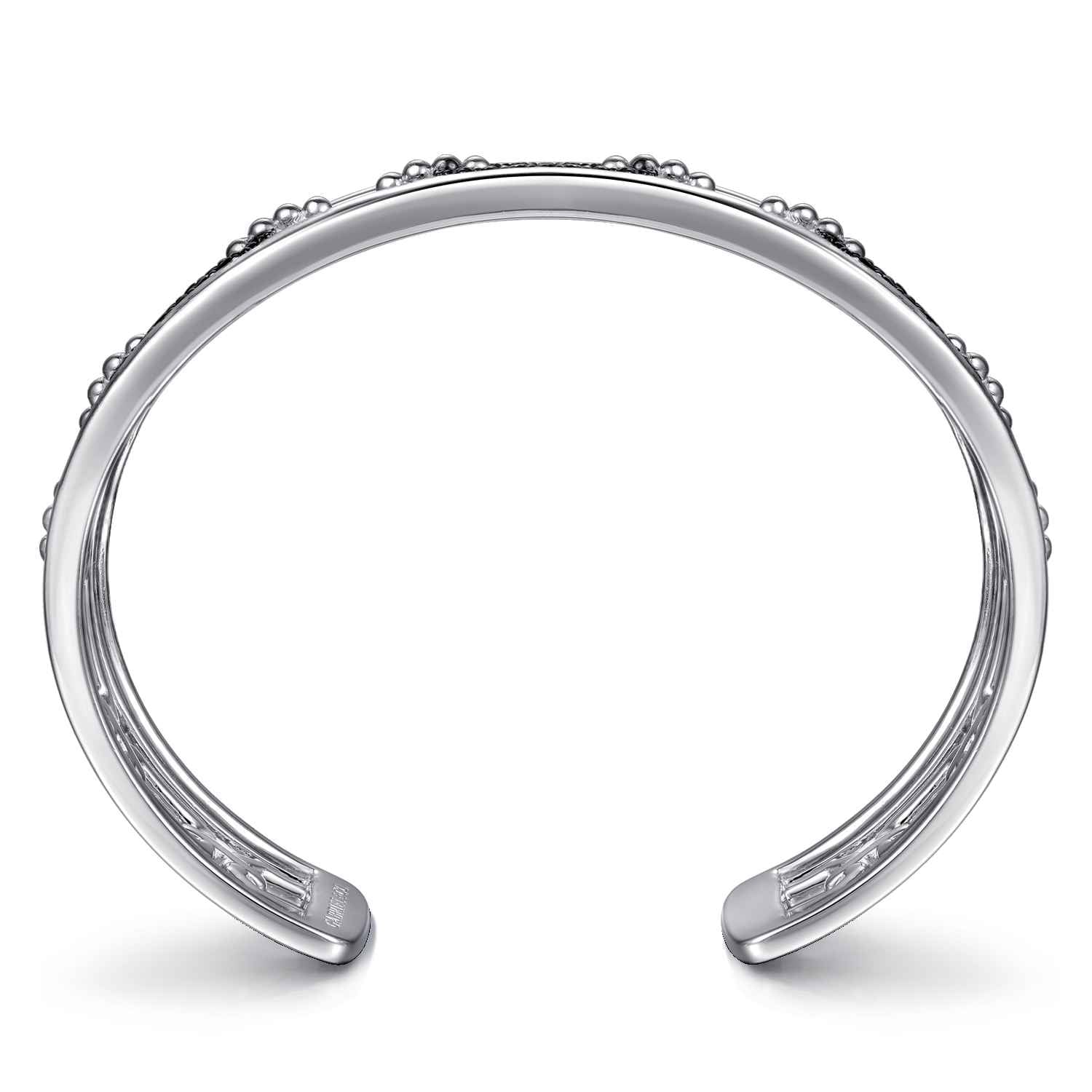 Black Spinel Bujukan Link Chain Cuff Bracelet in Sterling Silver, photograph 3