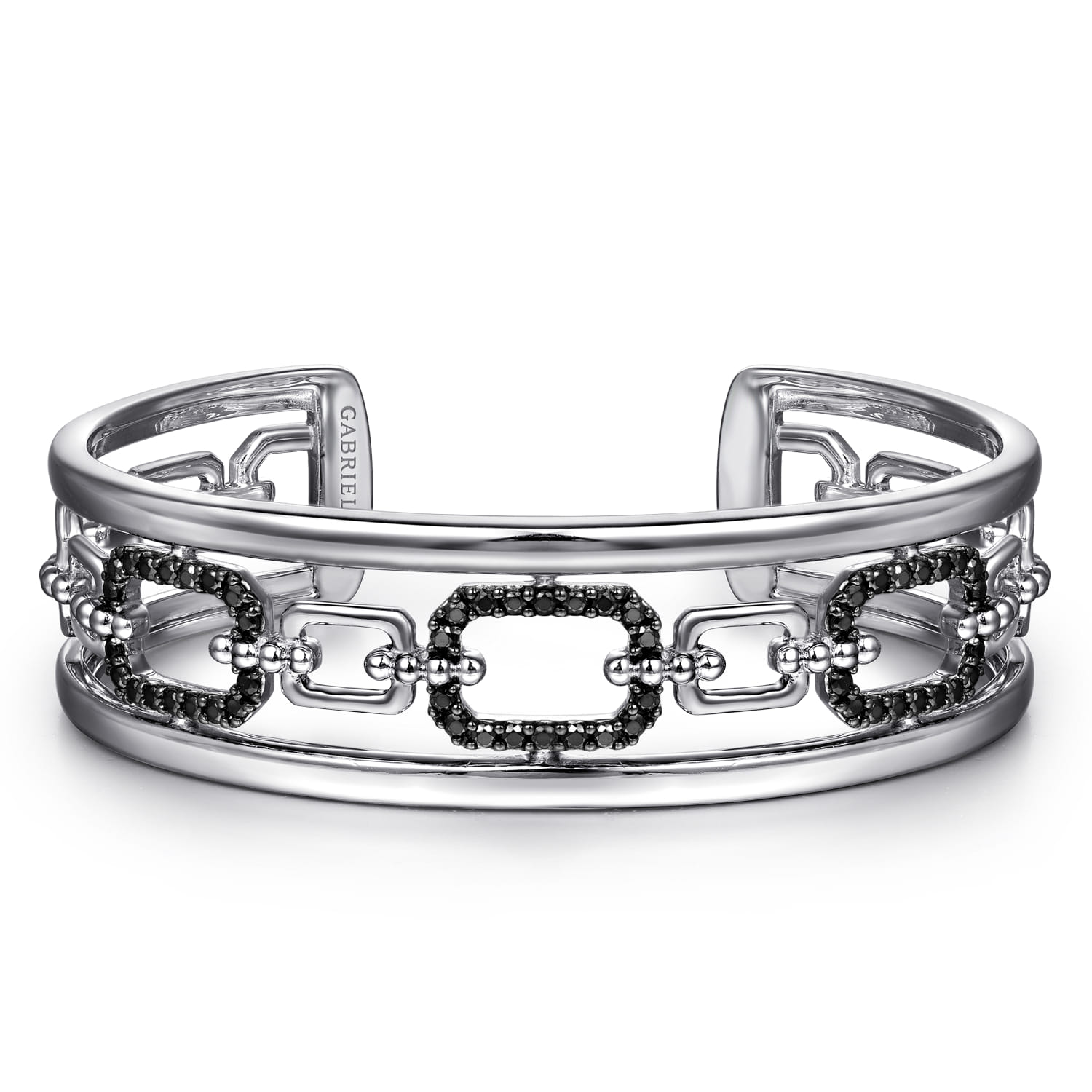 Black Spinel Bujukan Link Chain Cuff Bracelet