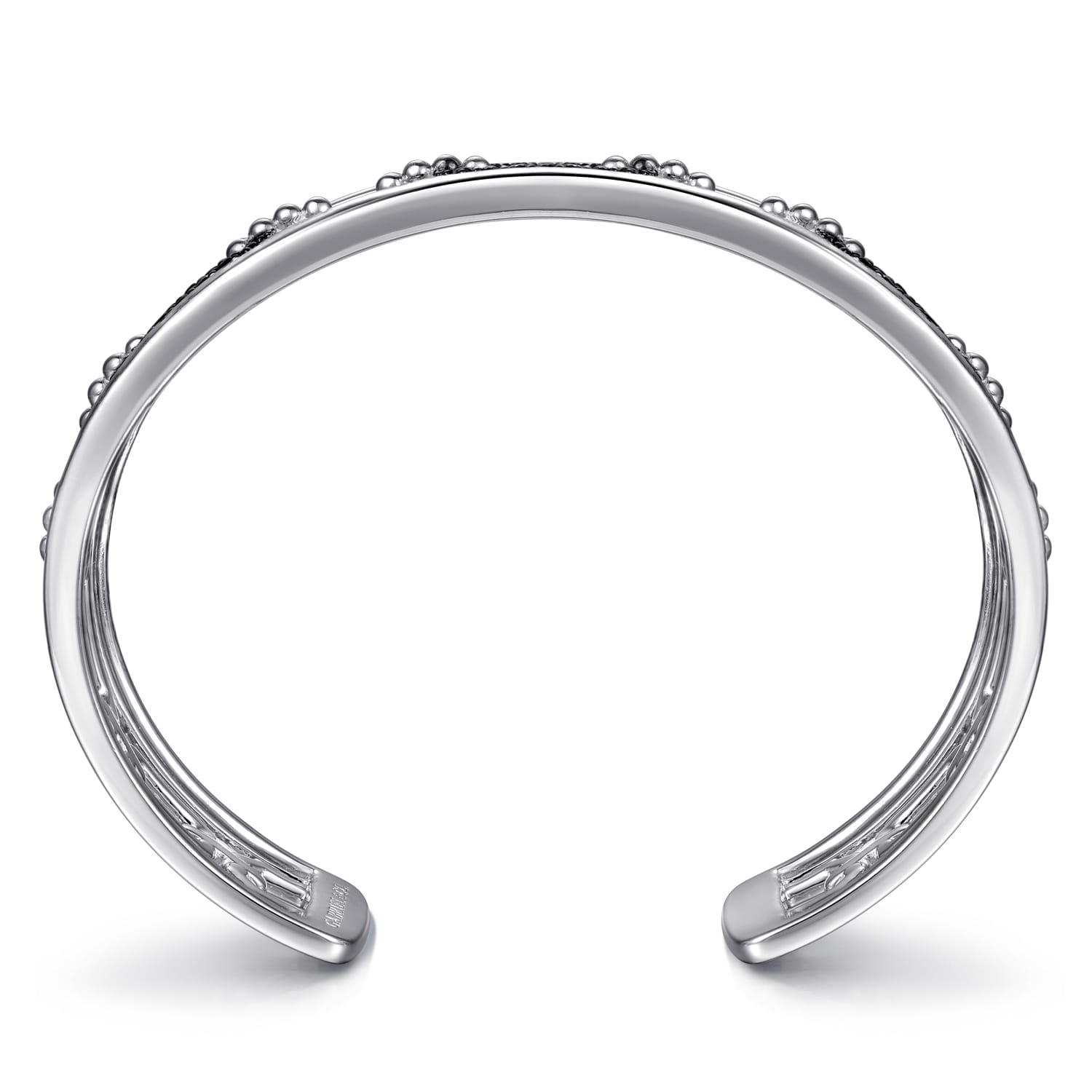 Black Spinel Bujukan Link Chain Cuff Bracelet in Sterling Silver, photograph 3