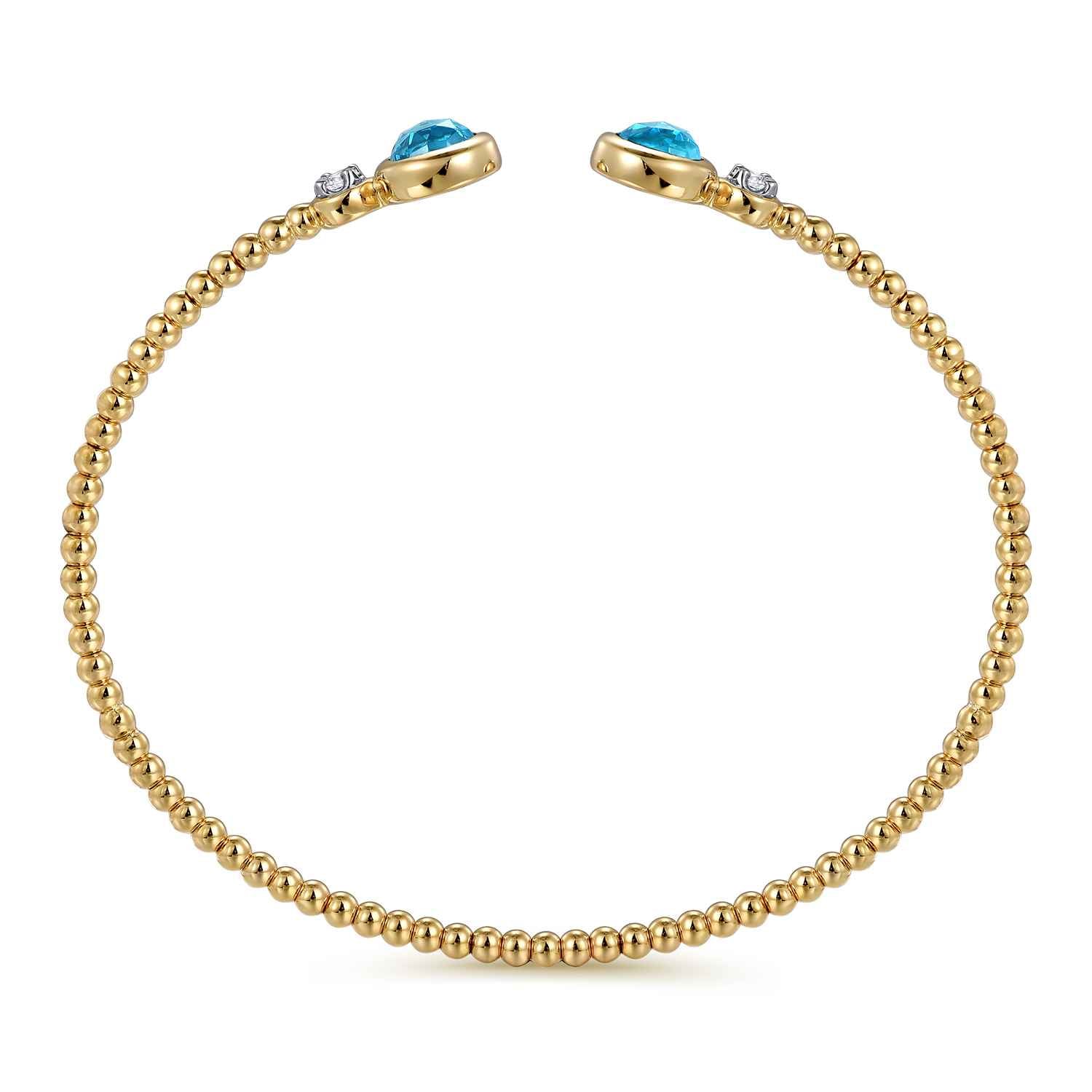 Bujukan Diamond and Blue Topaz Bangle in 14K White/Yellow Gold, photograph 3