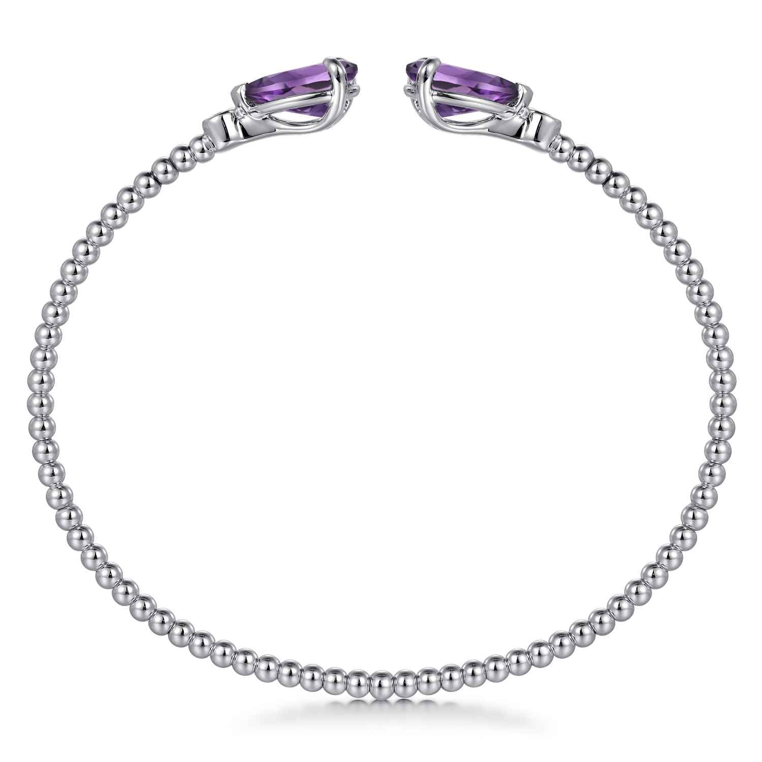 Diamond and Swiss Blue Topaz Bangle in 14K White Gold, photograph 3