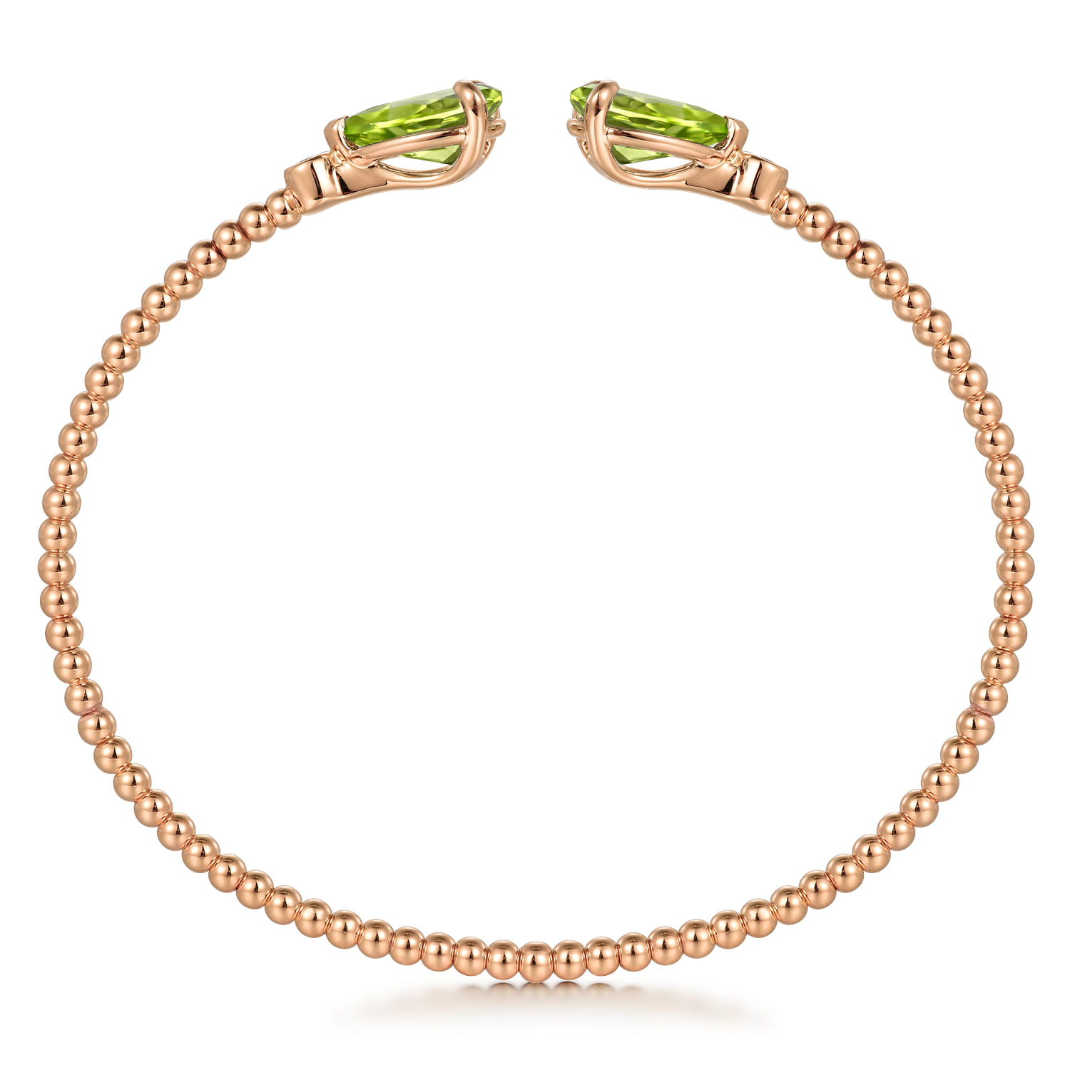 Diamond and Pear Shape Peridot Bujukan Bangle in 14K Rose Gold, photograph 3