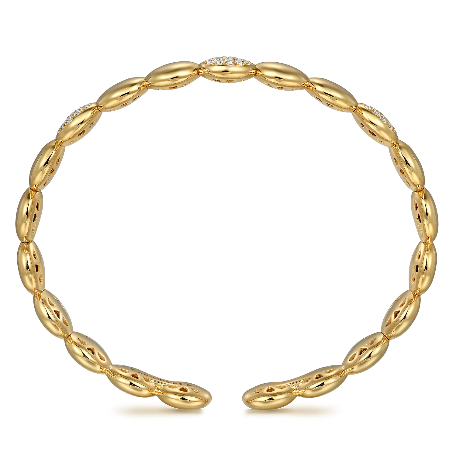 Diamond Cluster Cuff Bangle in 14K Yellow Gold, photograph 3