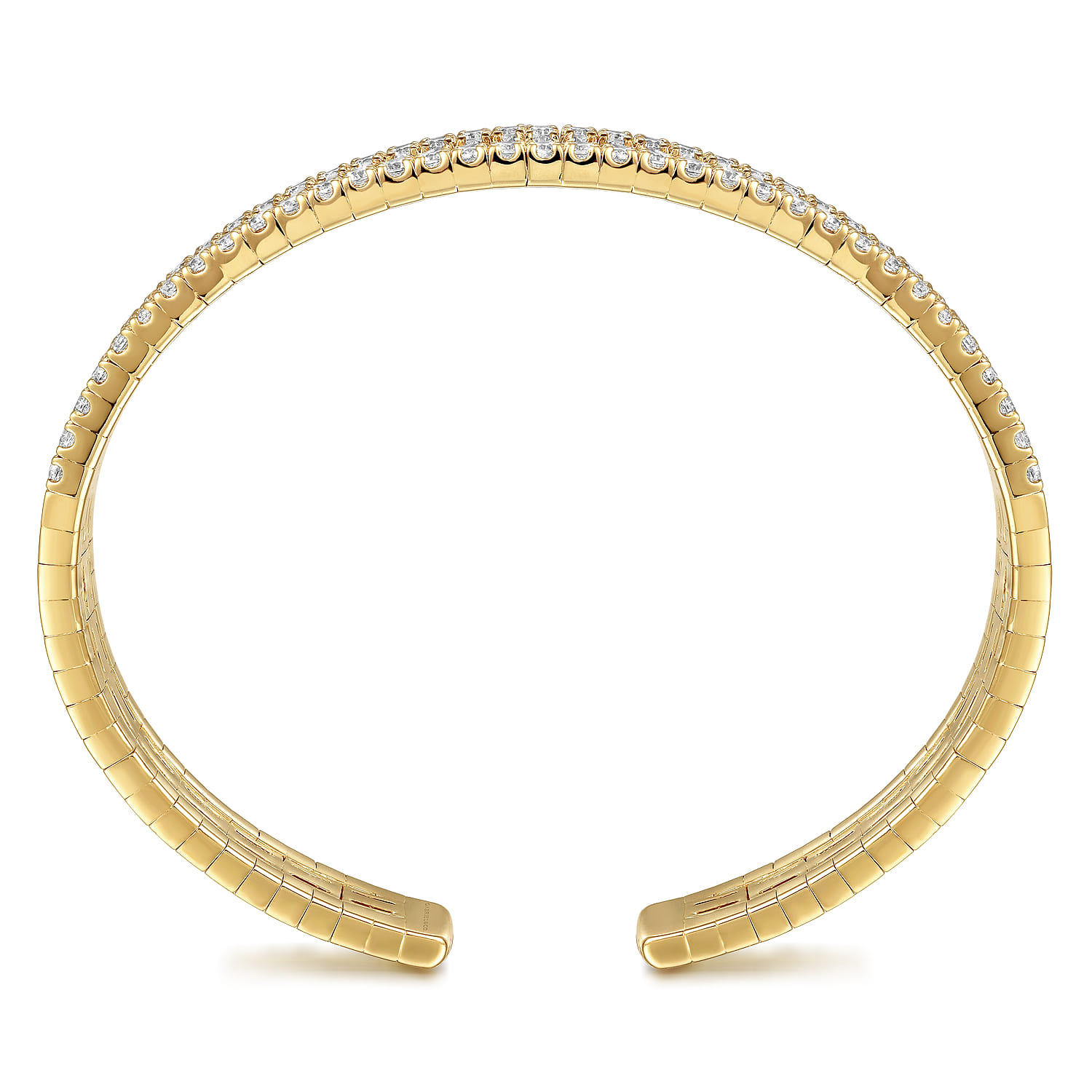 Diamond Cut Cuff Bangle in 14K Yellow Gold, photograph 3